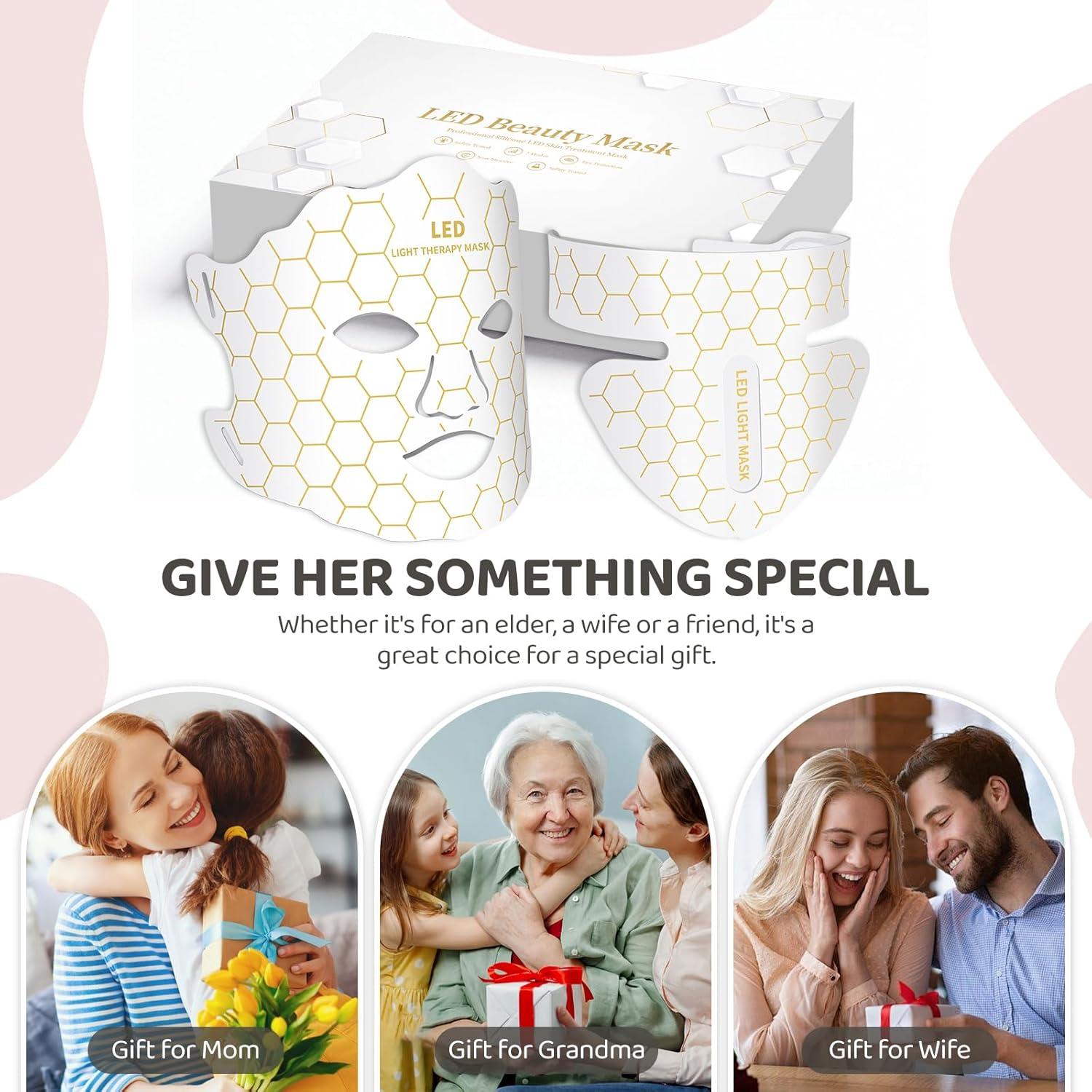 Máscara Facial y de Cuello Yahi con Luz Roja y Control Remoto