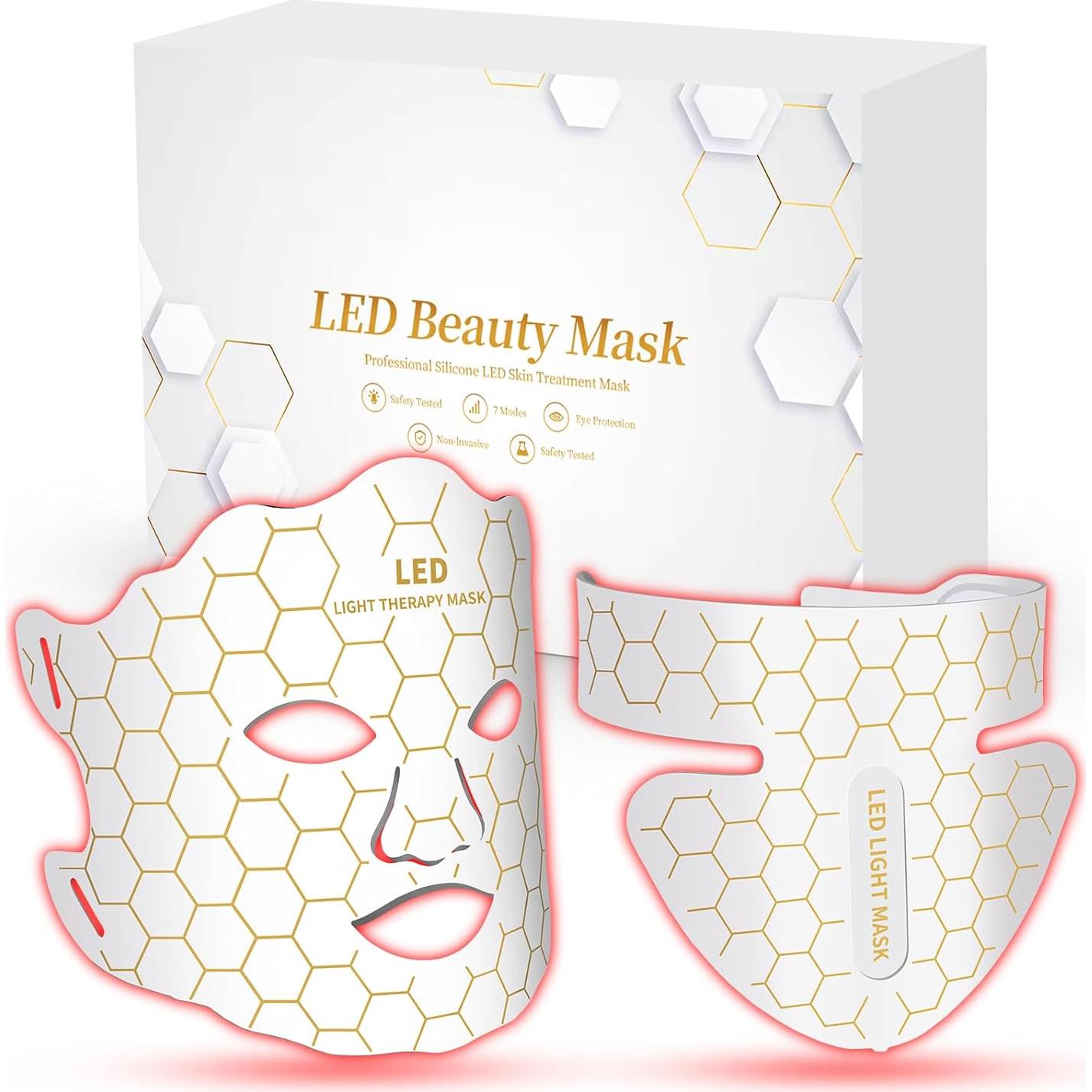 Máscara Facial y de Cuello Yahi con Luz Roja y Control Remoto