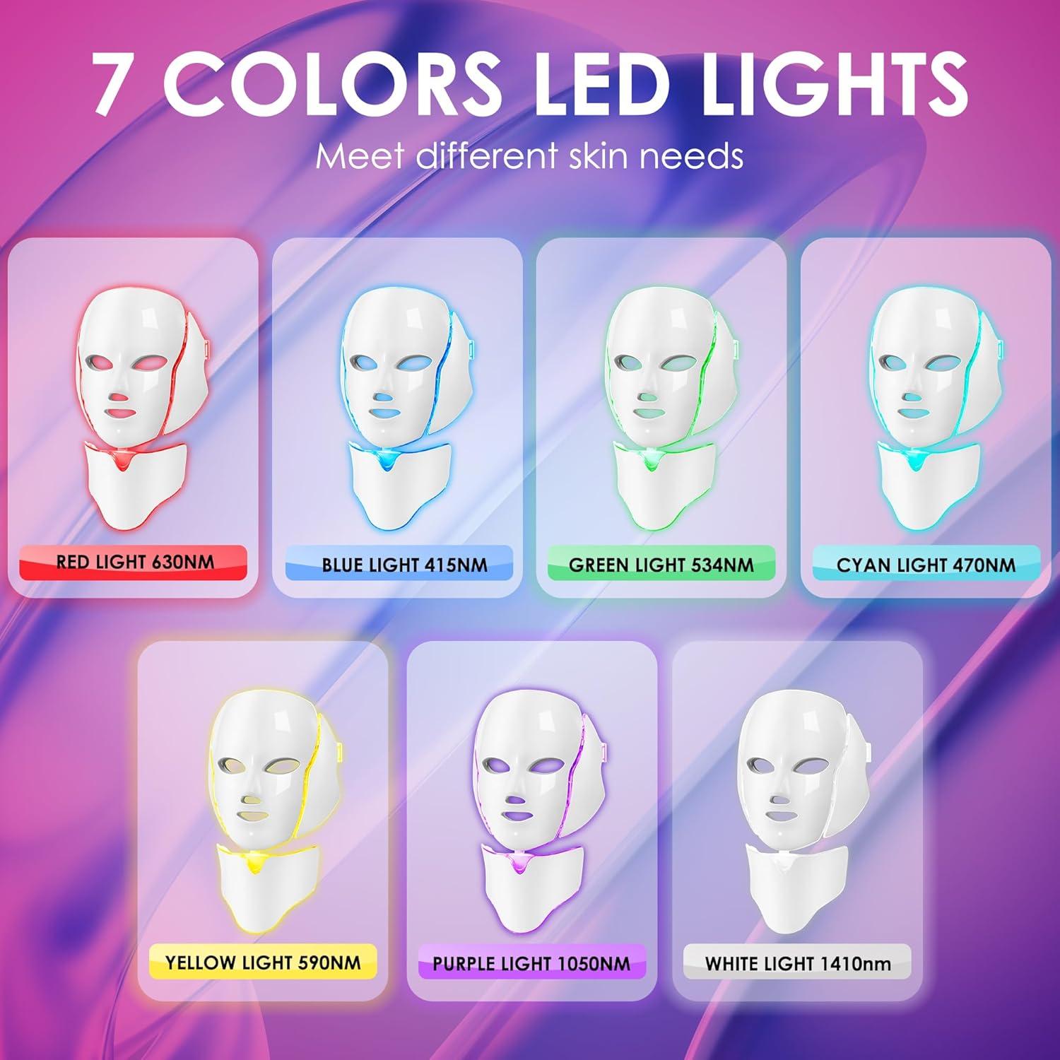 Máscara de Luz LED 7 Colores JAY SAREES para Cuidado Facial