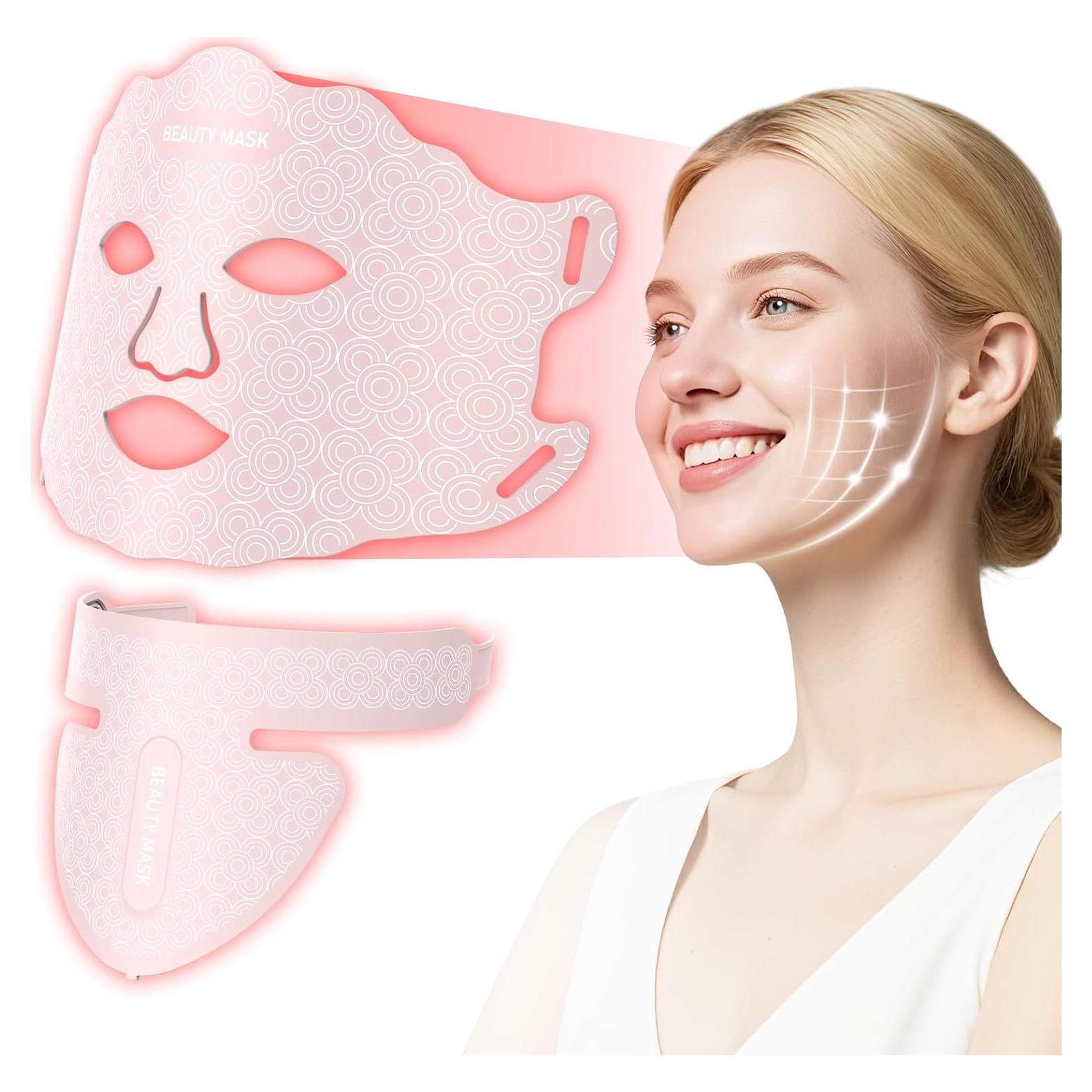 Máscara de Terapia de Luz LED Rosa para Cara y Cuello