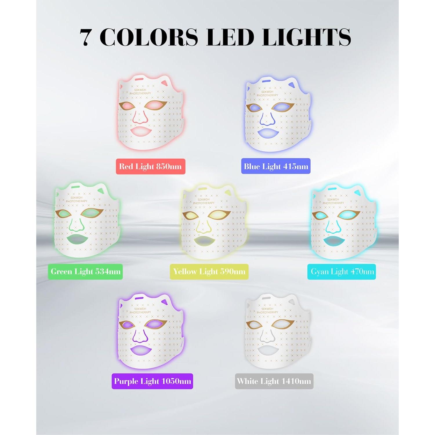 Máscara Facial de Luz Roja SDKWDH 7 Colores Ergonómica