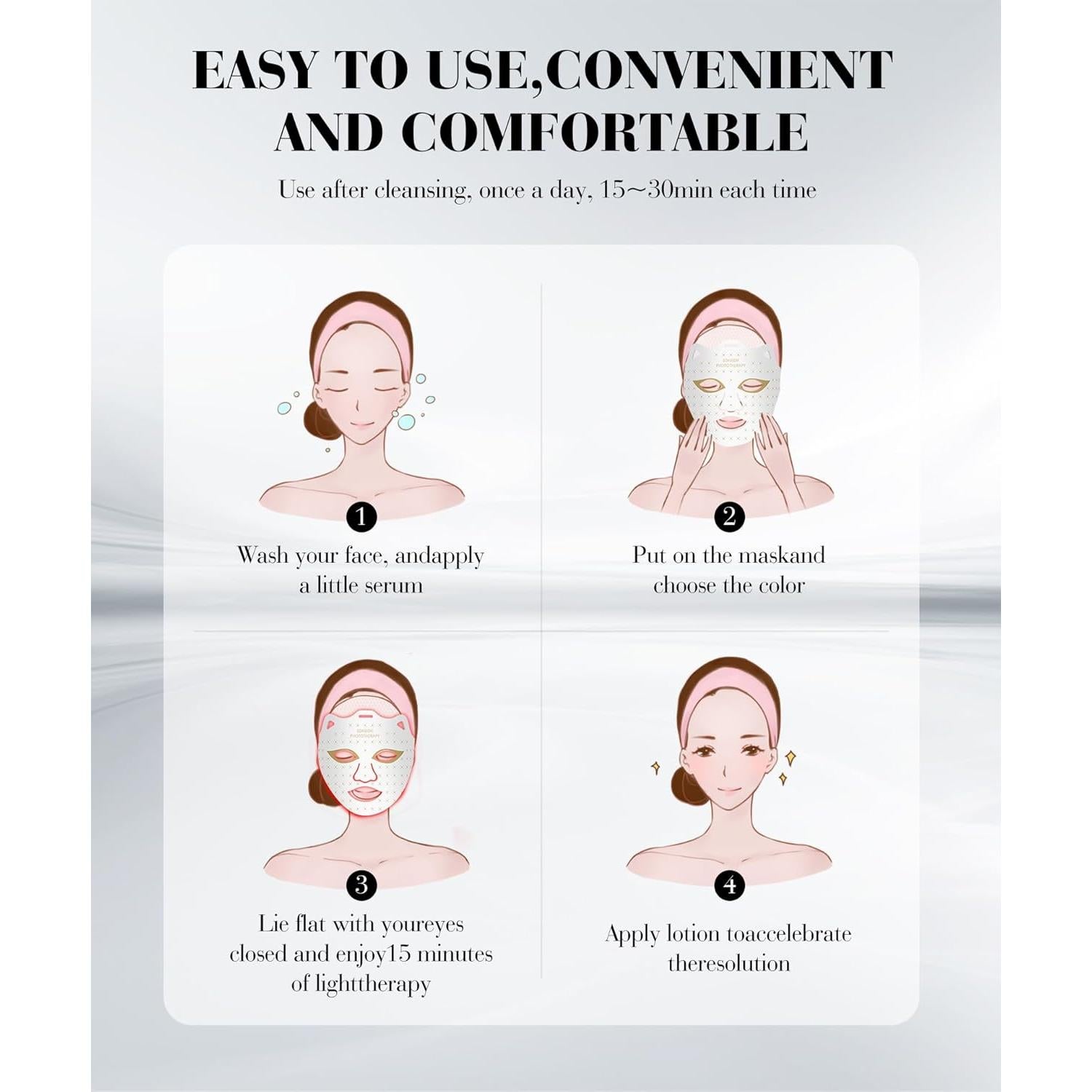 Máscara Facial de Luz Roja SDKWDH 7 Colores Ergonómica