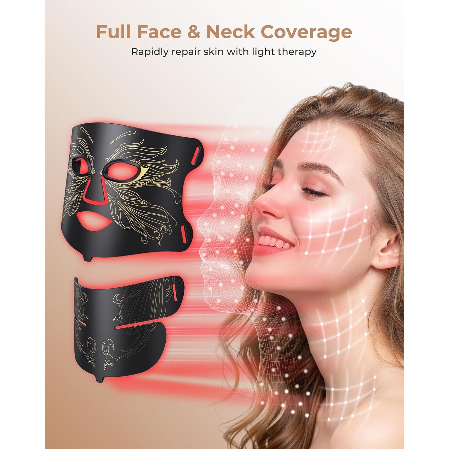 Máscara de Terapia de Luz LED E106A - 7 Colores, 324 LEDs