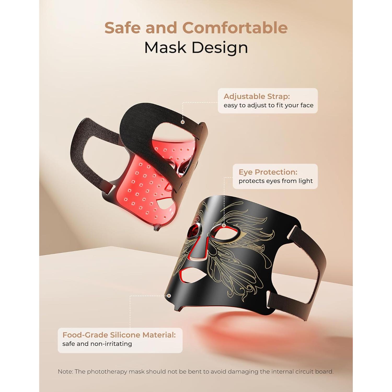 Máscara de Terapia de Luz LED E106A - 7 Colores, 324 LEDs