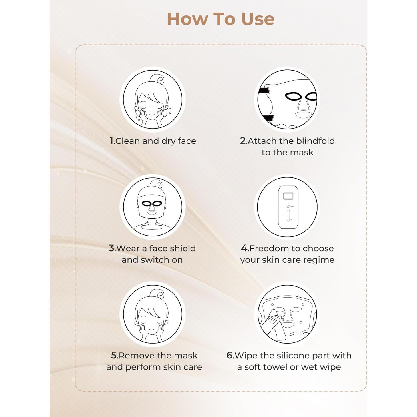 Máscara de Terapia de Luz LED E106A - 7 Colores, 324 LEDs