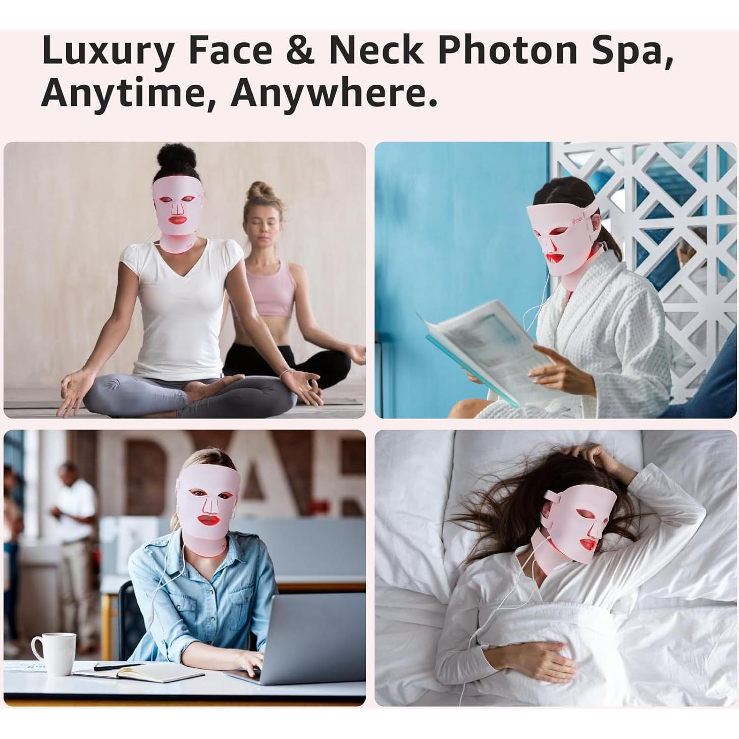 Máscara de Terapia de Luz Roja LED 7 Colores Ergonomica Rosa