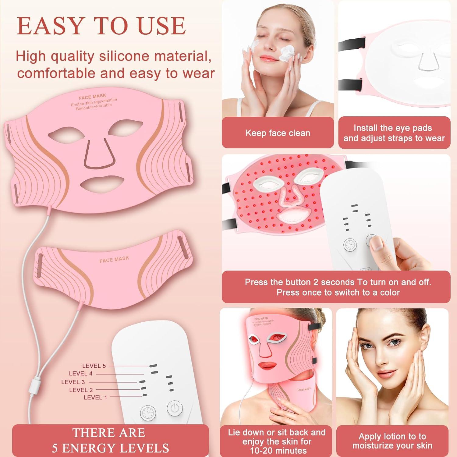 Máscara de Terapia de Luz Roja LED Antienvejecimiento 309 LEDs