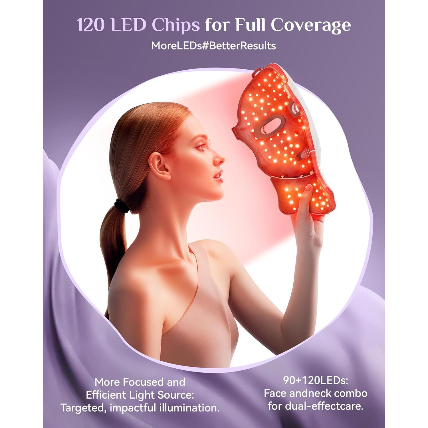 Máscara de Terapia de Luz LED FOLOKE Rosa Sakura 120 LEDs