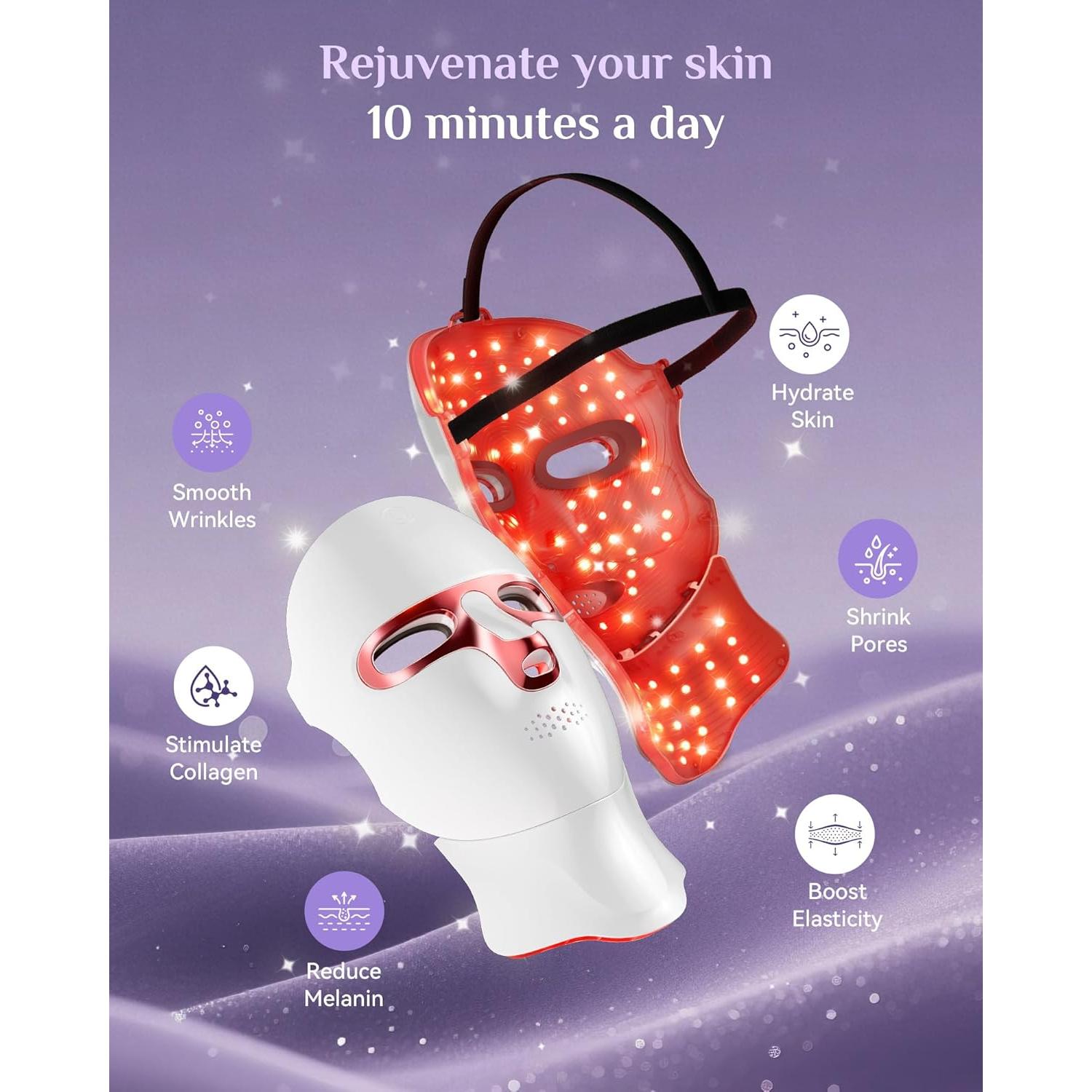 Máscara de Terapia de Luz LED FOLOKE Rosa Sakura 120 LEDs