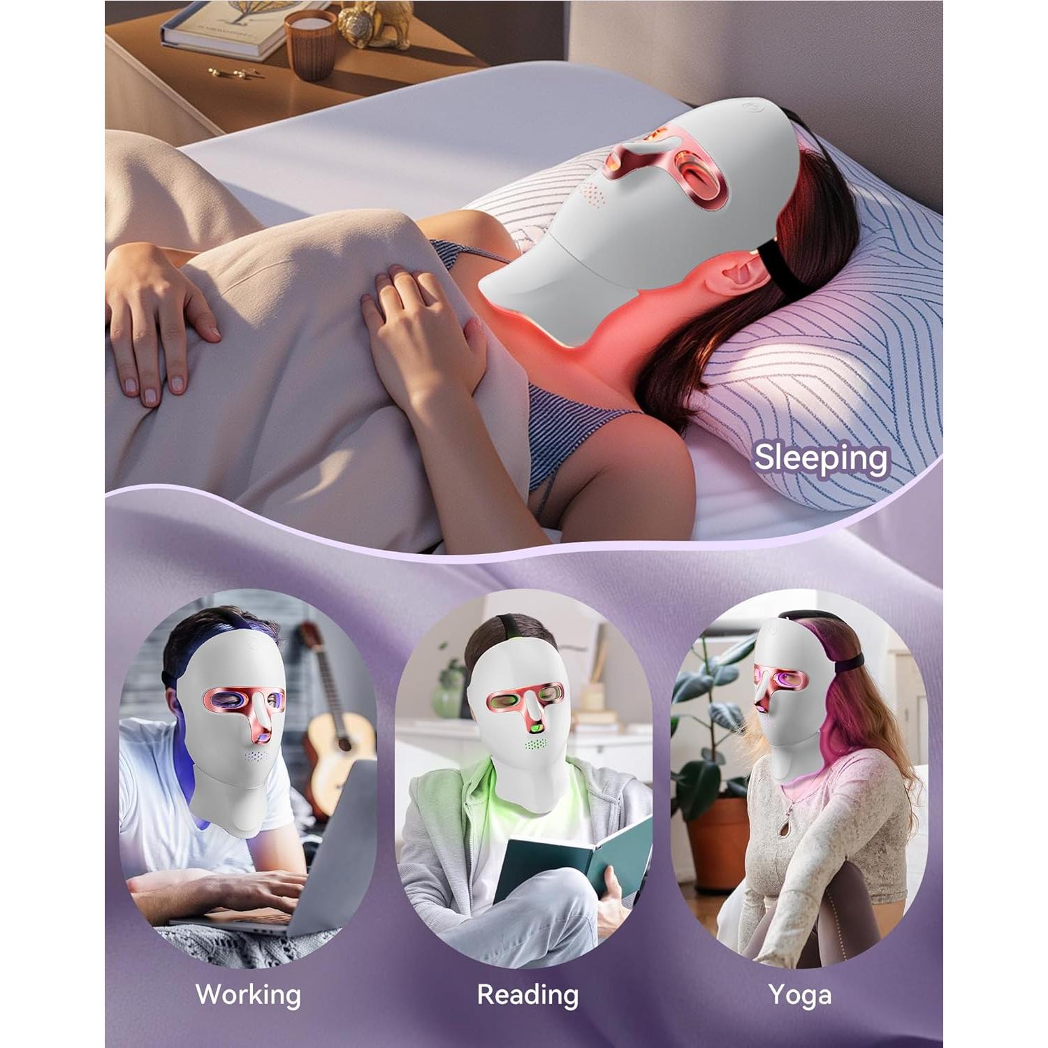 Máscara de Terapia de Luz LED FOLOKE Rosa Sakura 120 LEDs