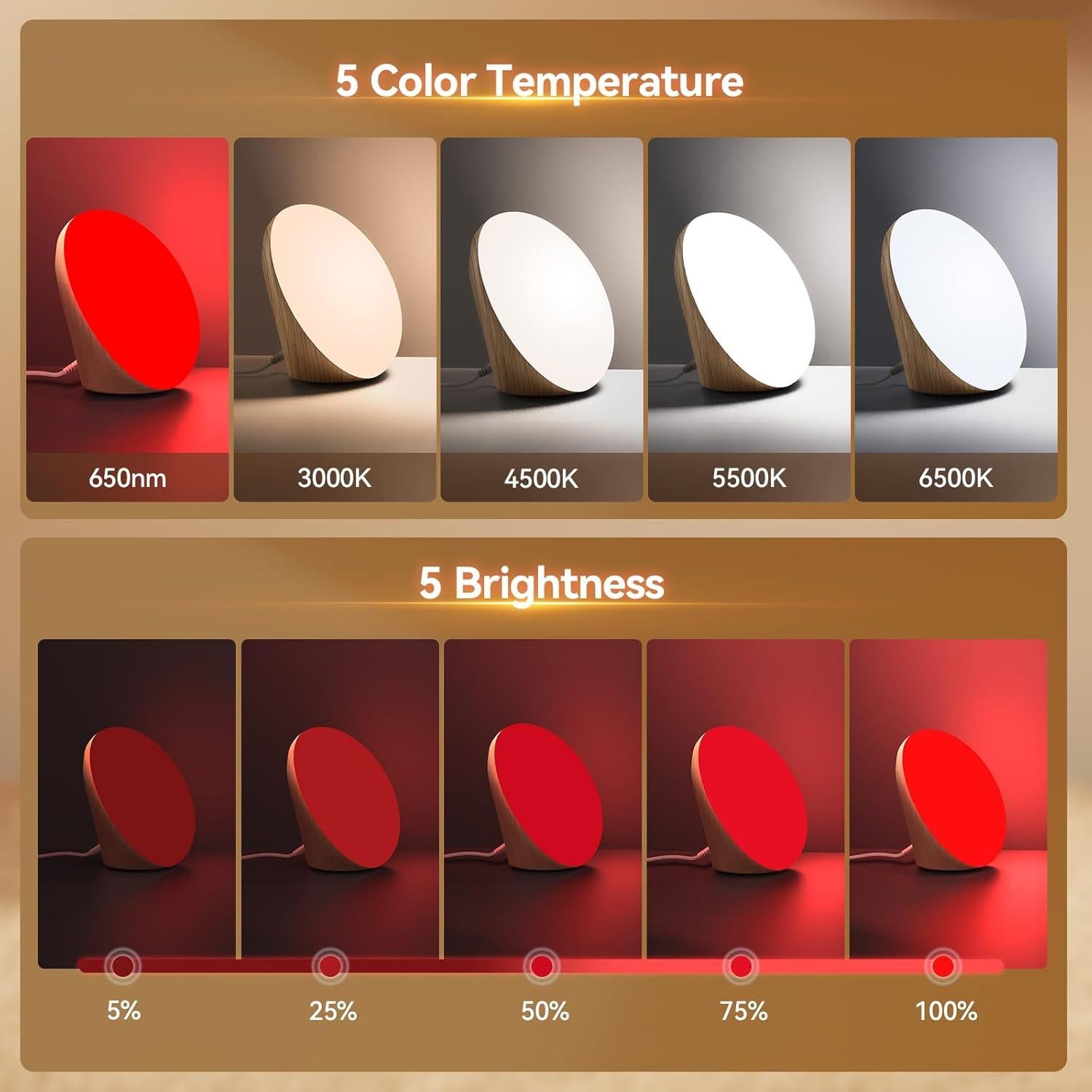 Lámpara de Terapia de Luz COMSYNC 10000 Lux con Luz Roja