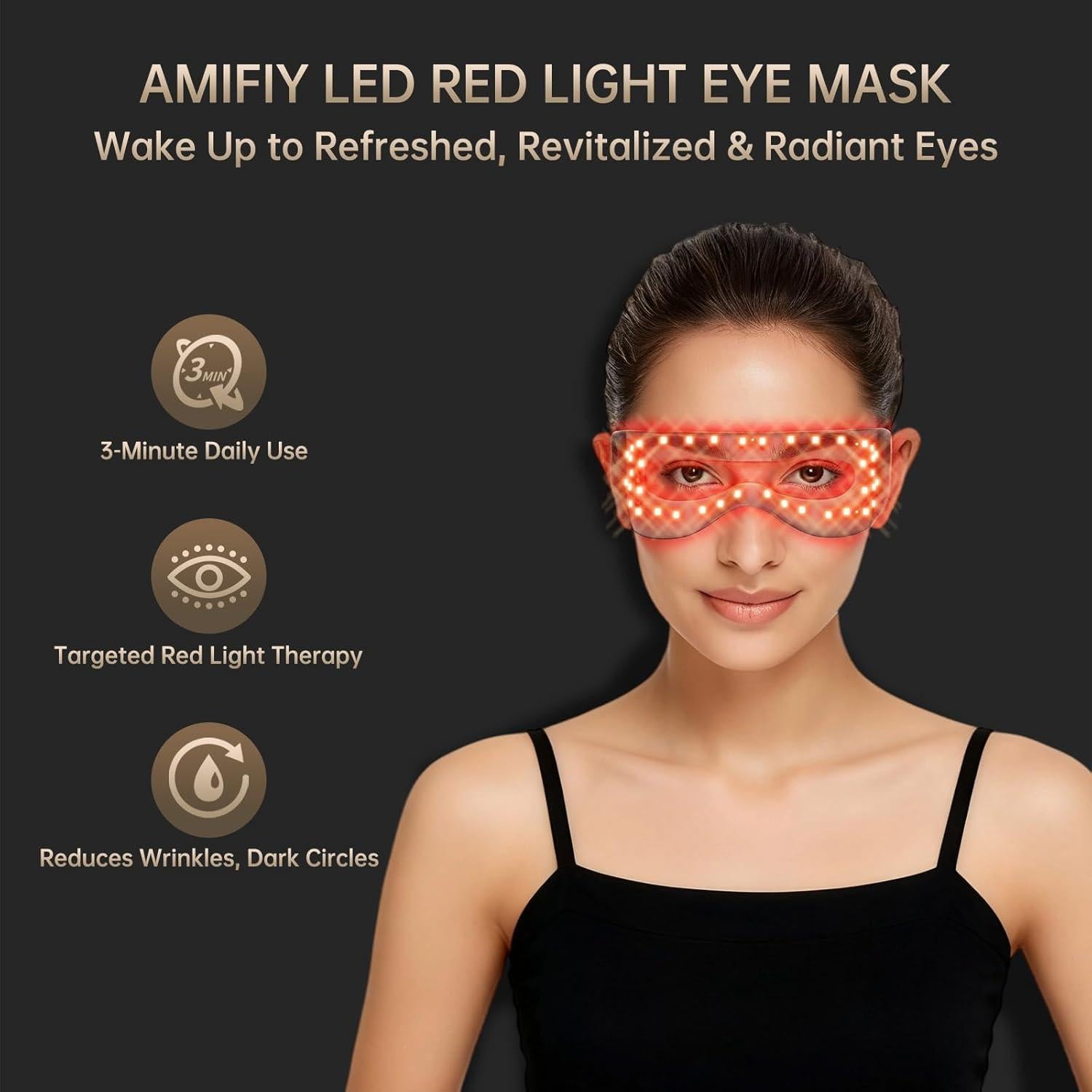 Máscara de Luz Roja Amifiy para Ojos - Anti-Ojeras y Arrugas