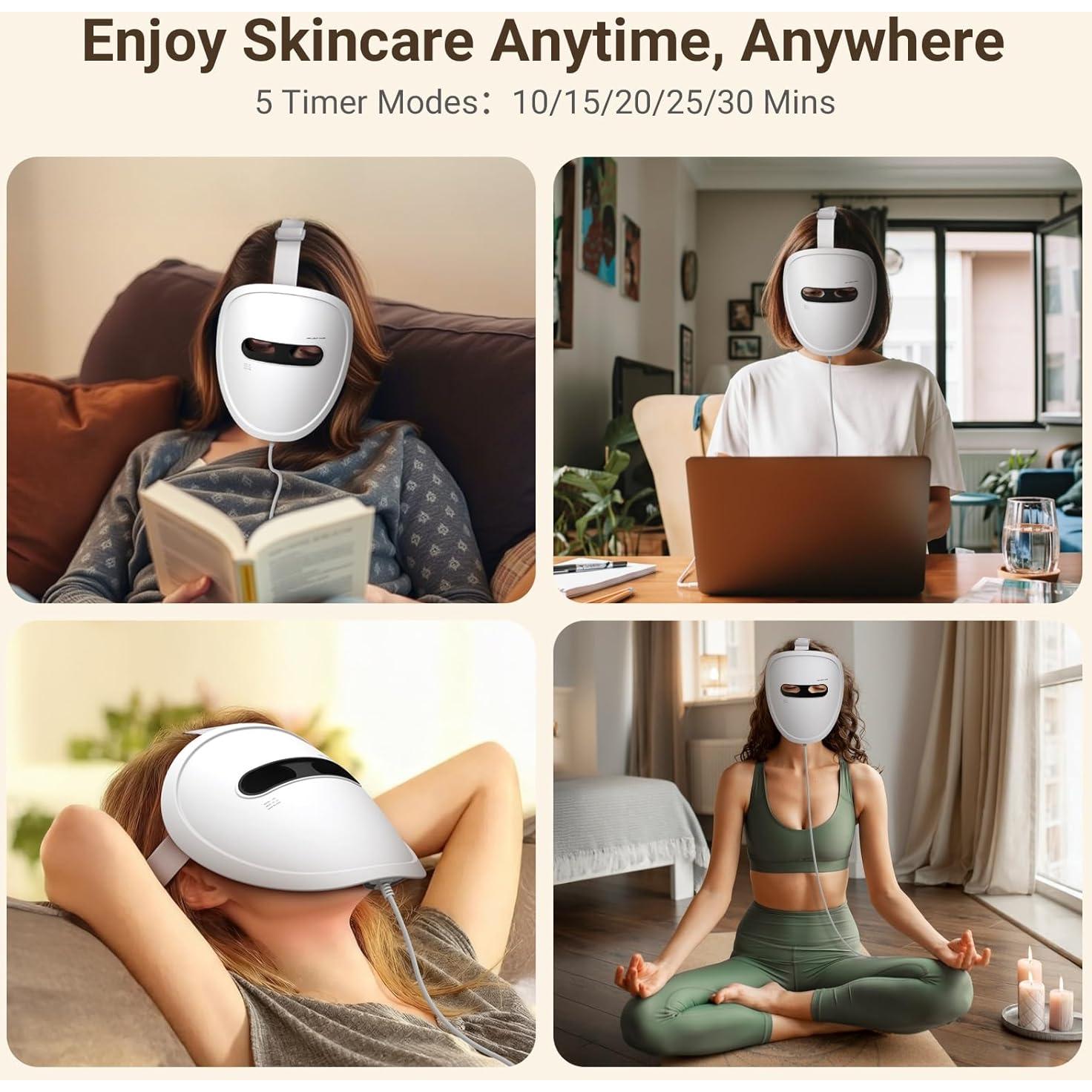 Máscara Facial LED Terapia de Luz Roja y Azul 256 LEDs