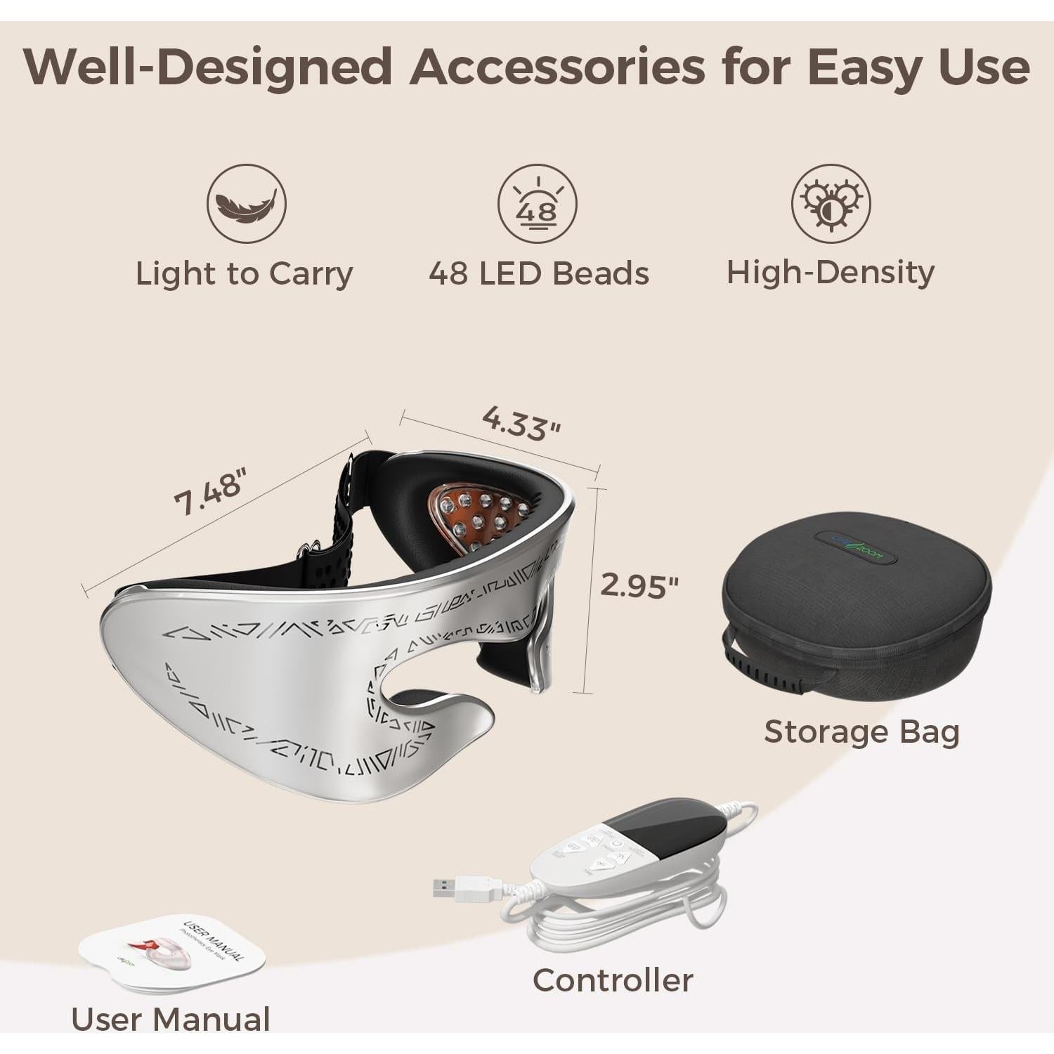 Máscara de Terapia de Luz Roja LifeZoom NIR6 48 LEDs 660nm 850nm