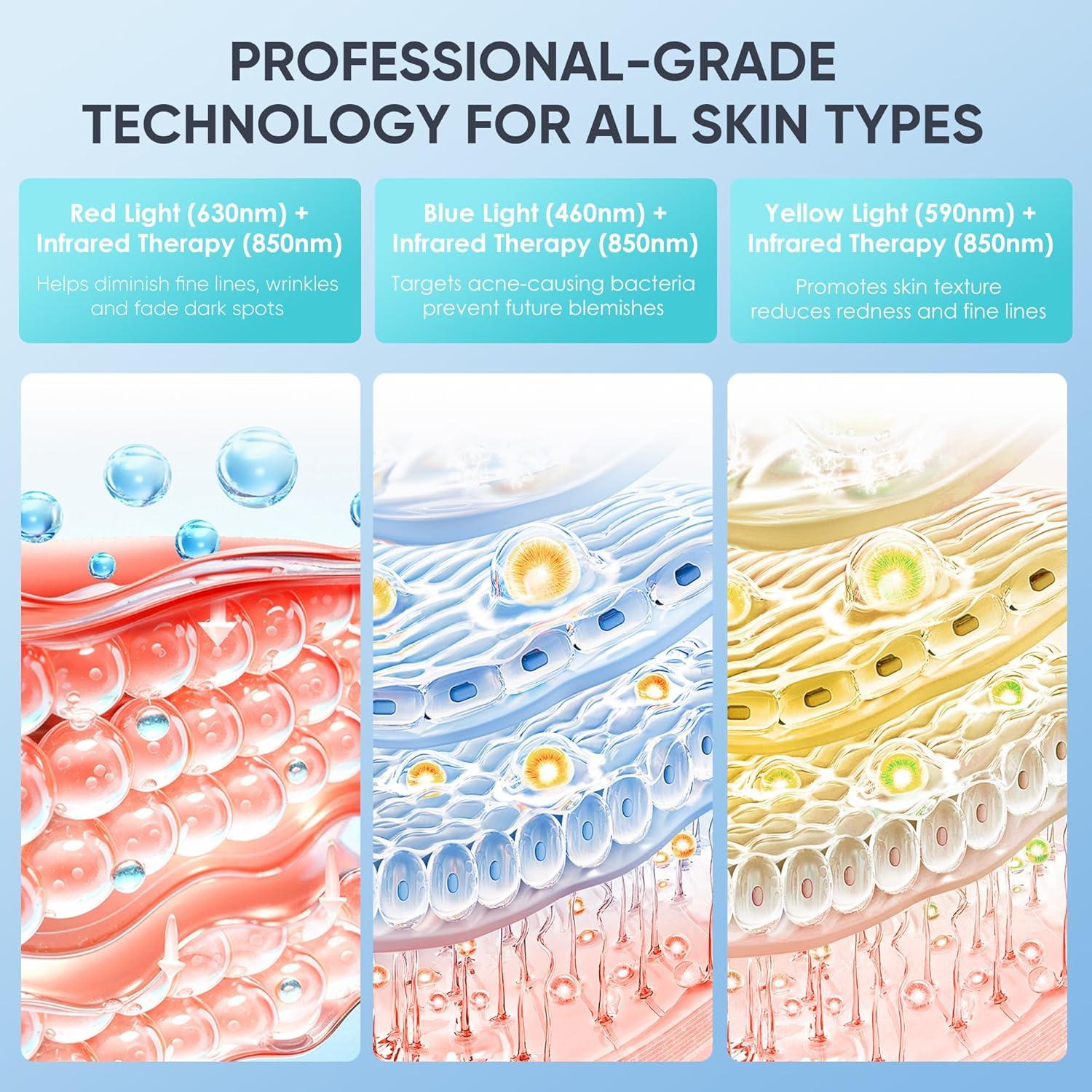 Máscara Facial LED WEETALL con Enfriamiento - 4 Modos de Luz