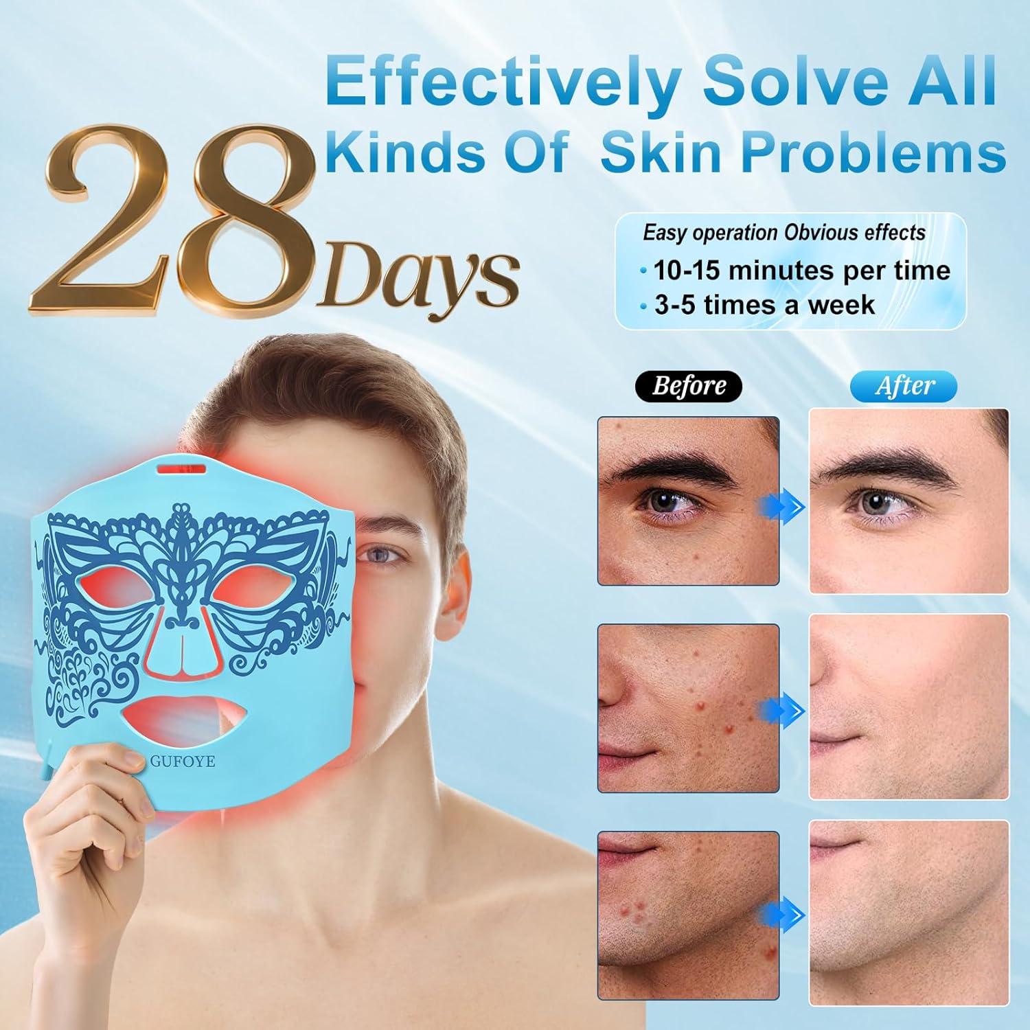 Máscara de Terapia de Luz Roja WILLCAREYOU 8 Modos 3000mAh