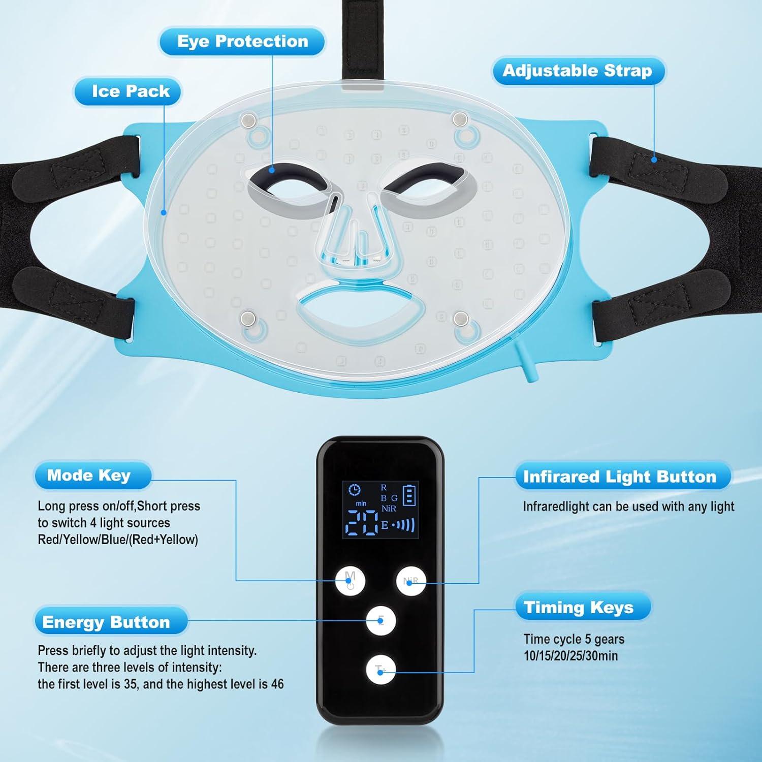 Máscara de Terapia de Luz Roja WILLCAREYOU 8 Modos 3000mAh