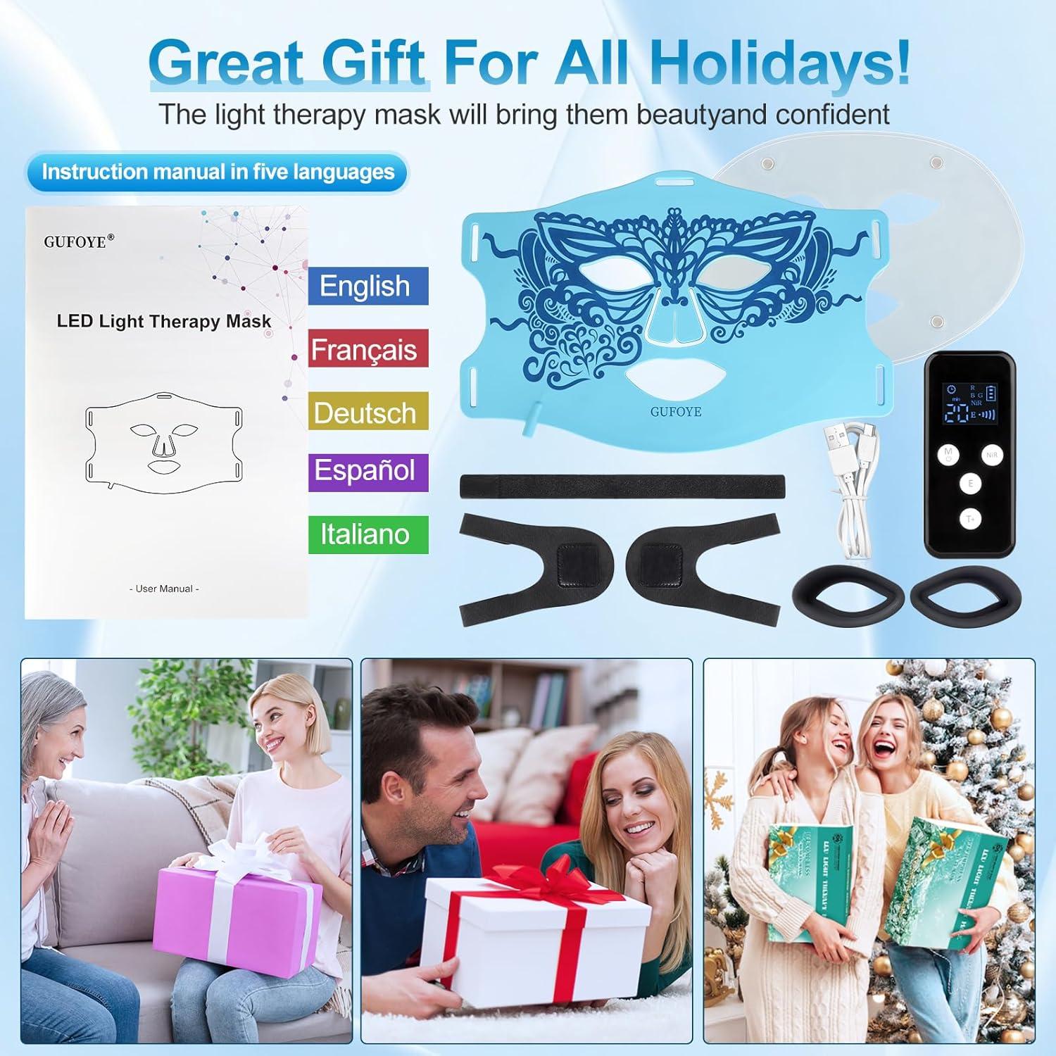 Máscara de Terapia de Luz Roja WILLCAREYOU 8 Modos 3000mAh