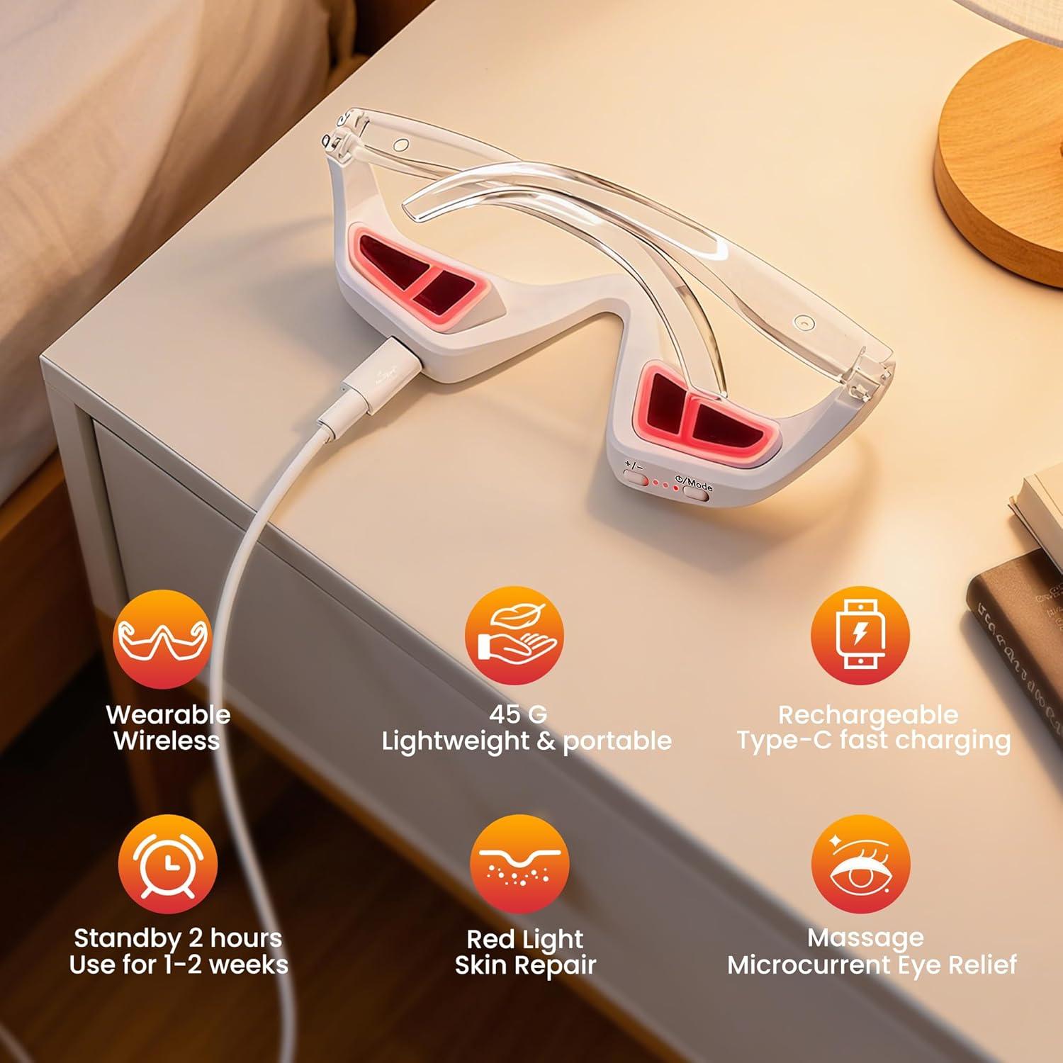 Gafas de Terapia de Luz Roja Npccto 650 NM para Ojos Cansados