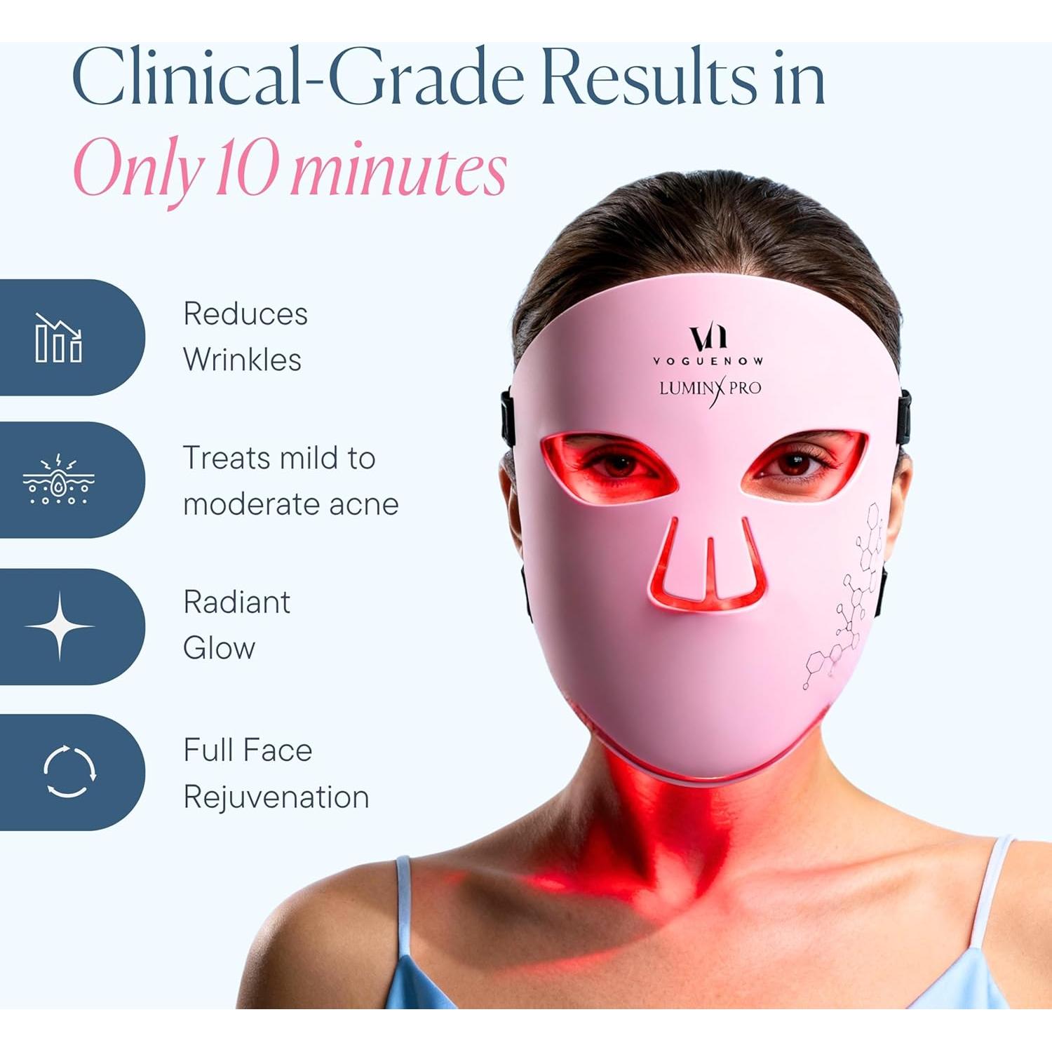 Máscara de Terapia de Luz LED VogueNow - 280 LEDs para Arrugas y Acné