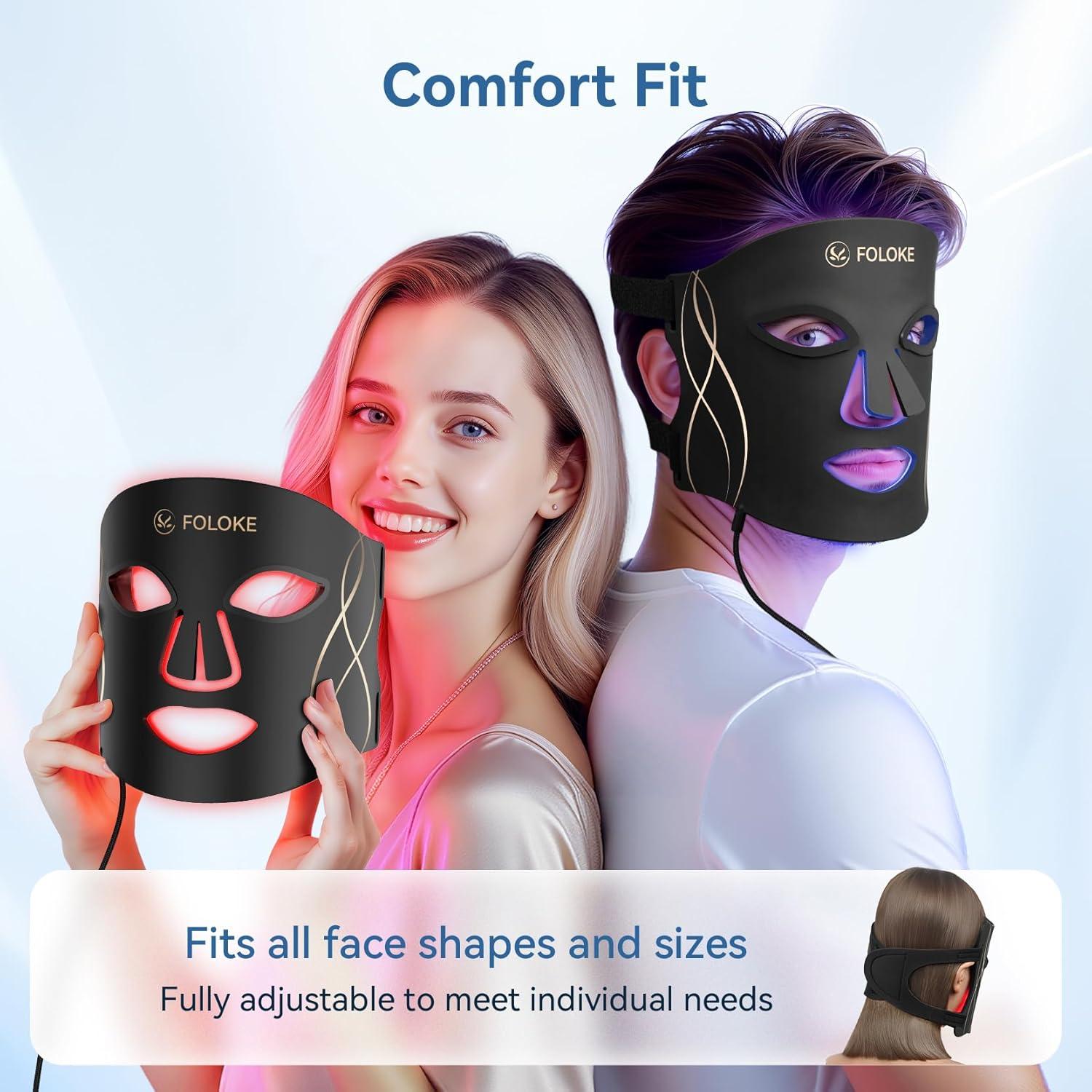 Máscara de Terapia de Luz LED FOLOKE MK66R-B Cuidado Facial