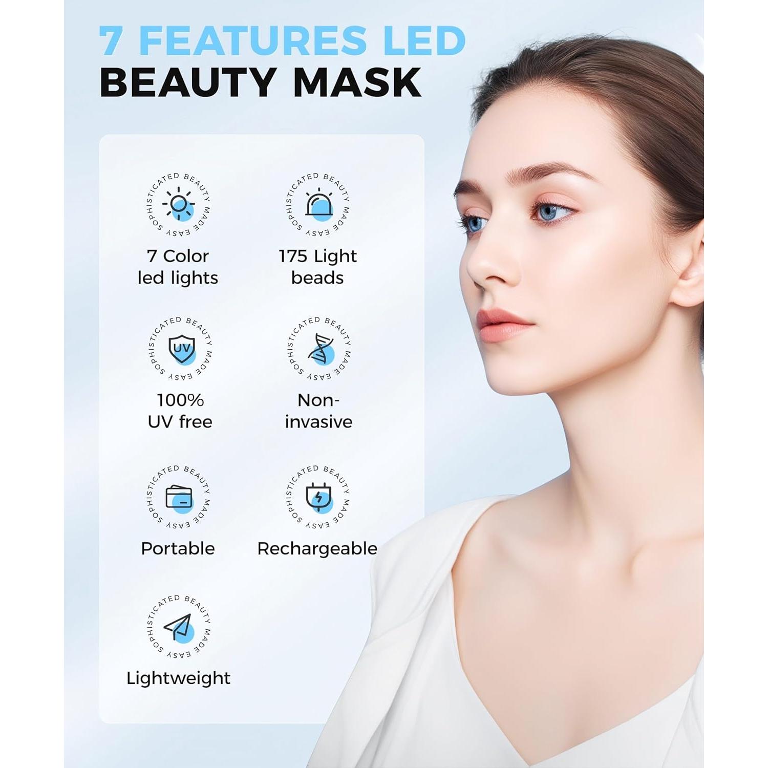 Máscara Facial y de Cuello Yahi Luz Roja Portátil 7 Modos