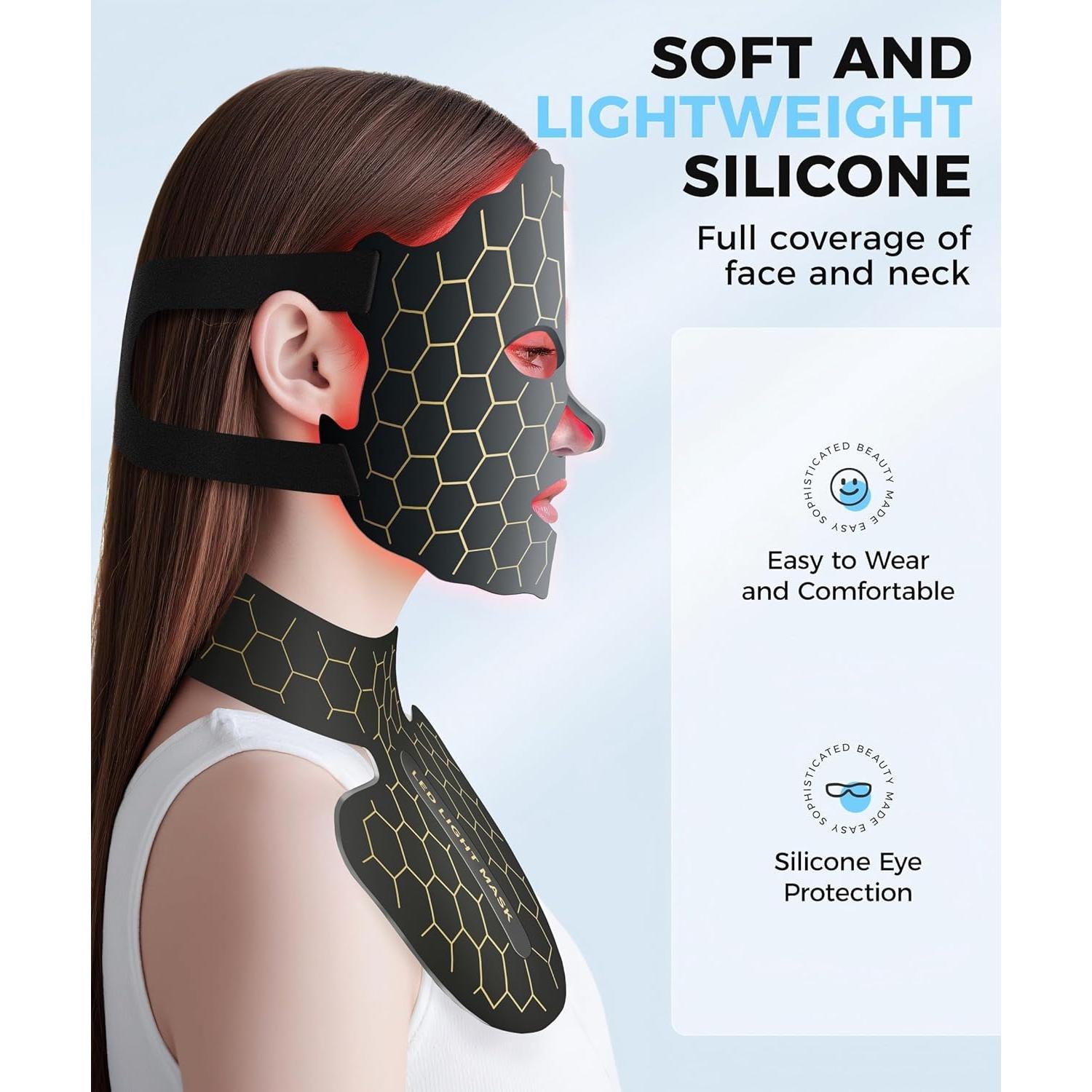 Máscara Facial y de Cuello Yahi Luz Roja Portátil 7 Modos