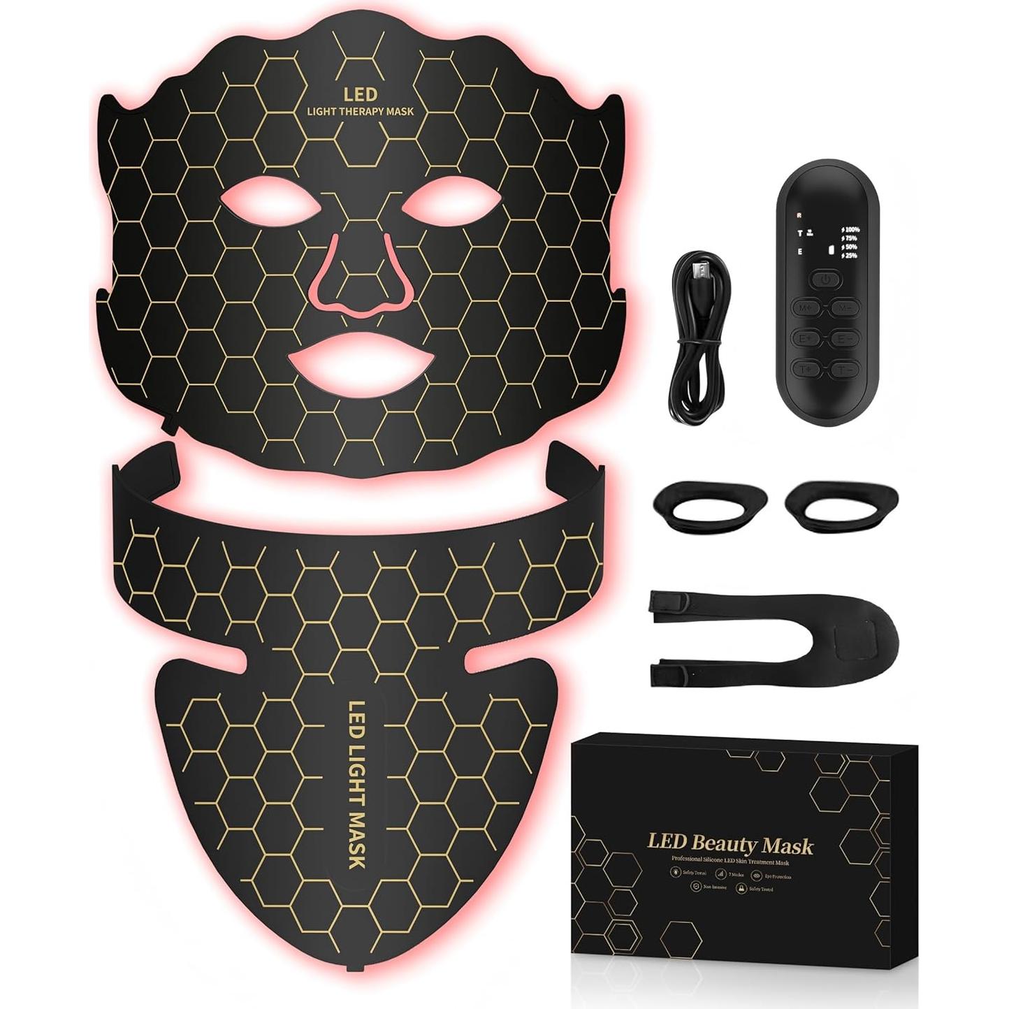 Máscara Facial y de Cuello Yahi Luz Roja Portátil 7 Modos