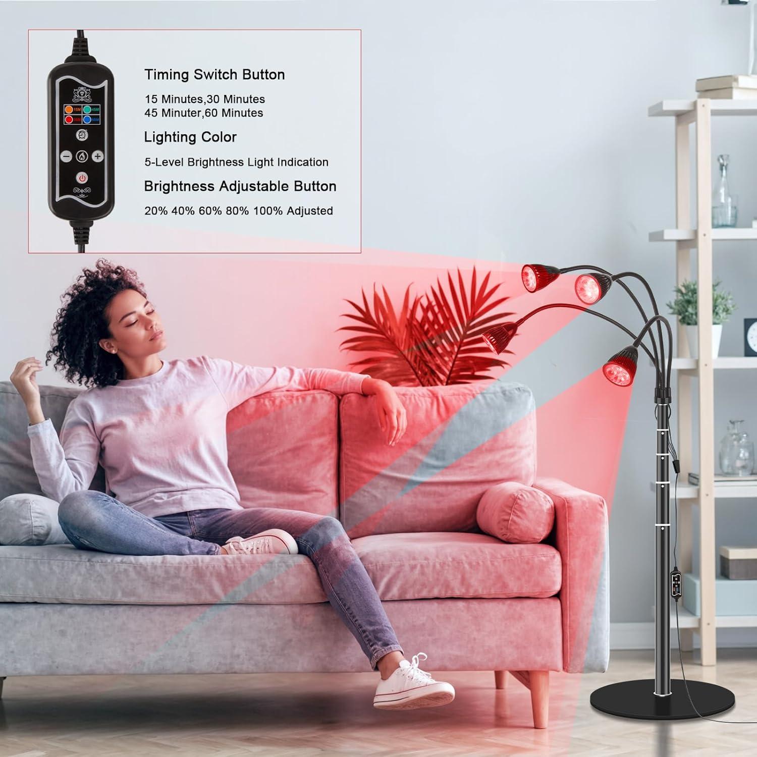 Lámpara de Terapia de Luz Roja SHGUMITE 4 Cabezas 660nm 850nm