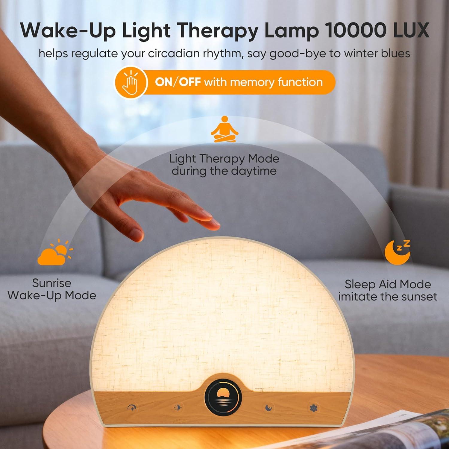 Lámpara de Terapia de Luz ATOROBROS 10000 Lux Despertador