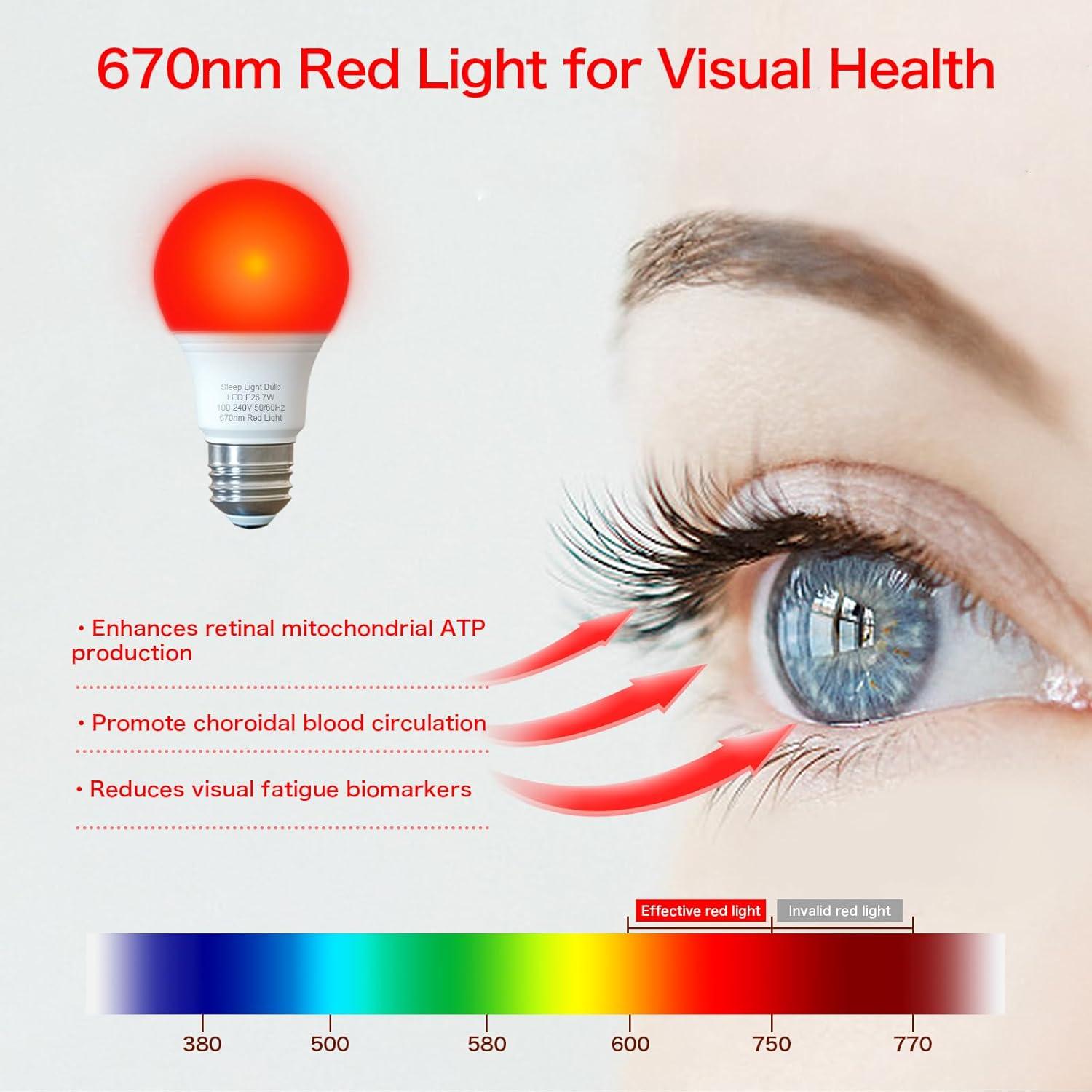 Bombilla Roja 7W E26 Luz Natural 670nm para Dormir