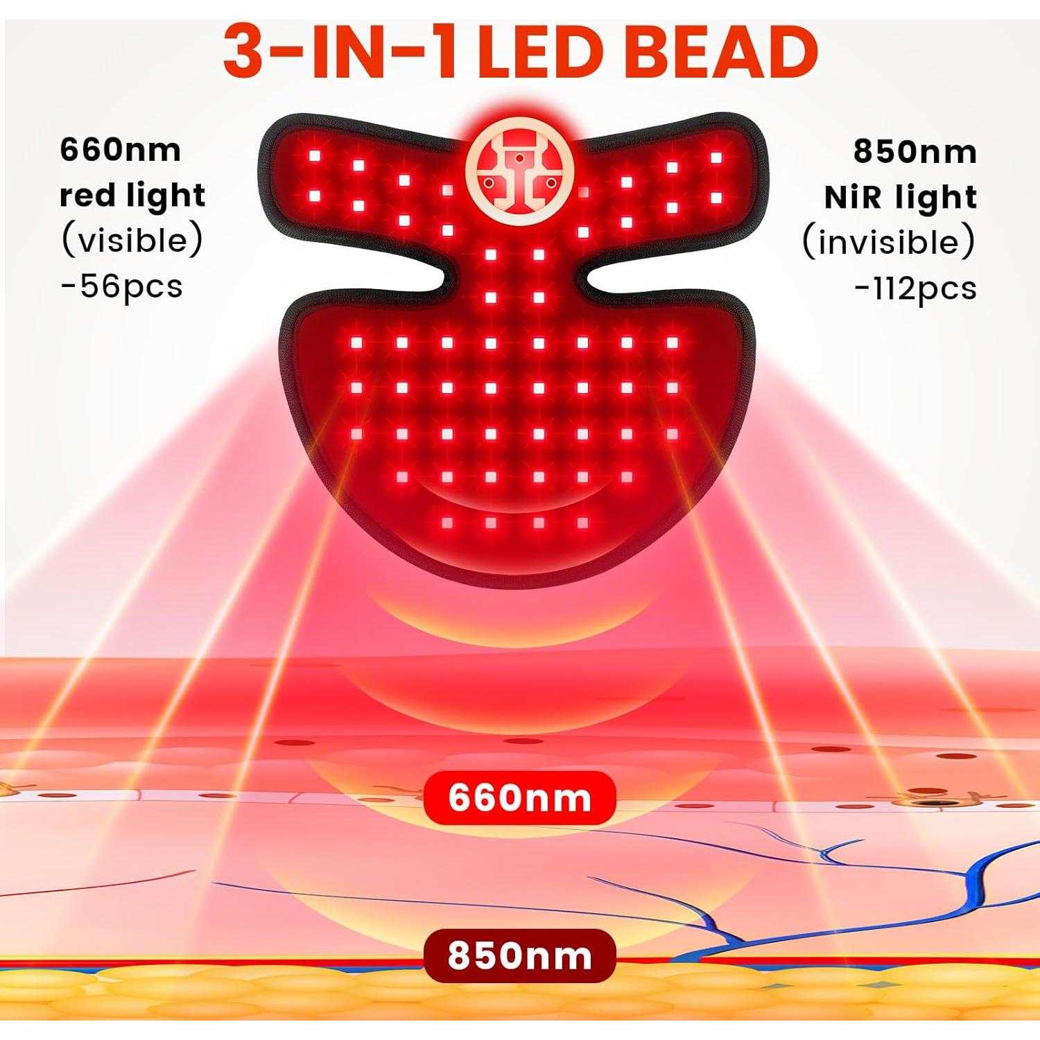 Terapia de Luz Roja Viconor para Cuello y Pecho - 56 LEDs