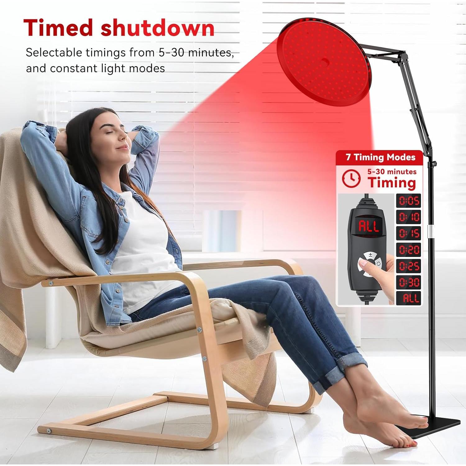 Lámpara de Terapia de Luz Roja QRQ 660nm y 850nm Ajustable