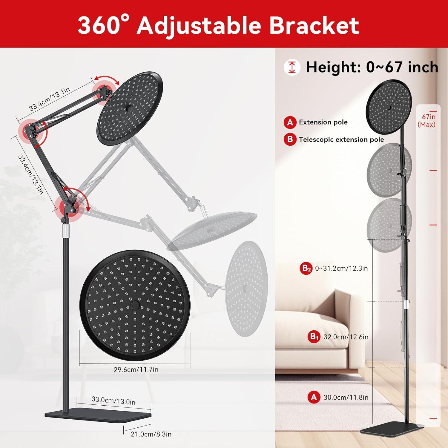 Lámpara de Terapia de Luz Roja QRQ 660nm y 850nm Ajustable