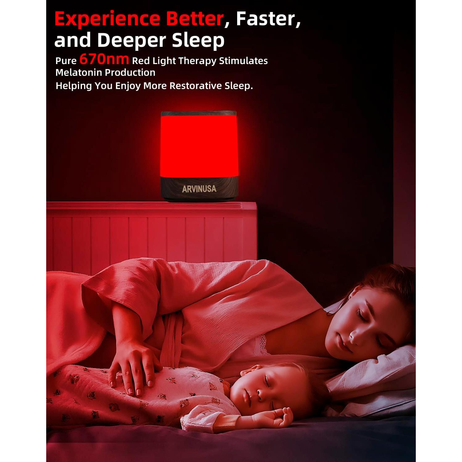 Luz Nocturna Roja ARVIN 670nm Control Táctil USB 12cm