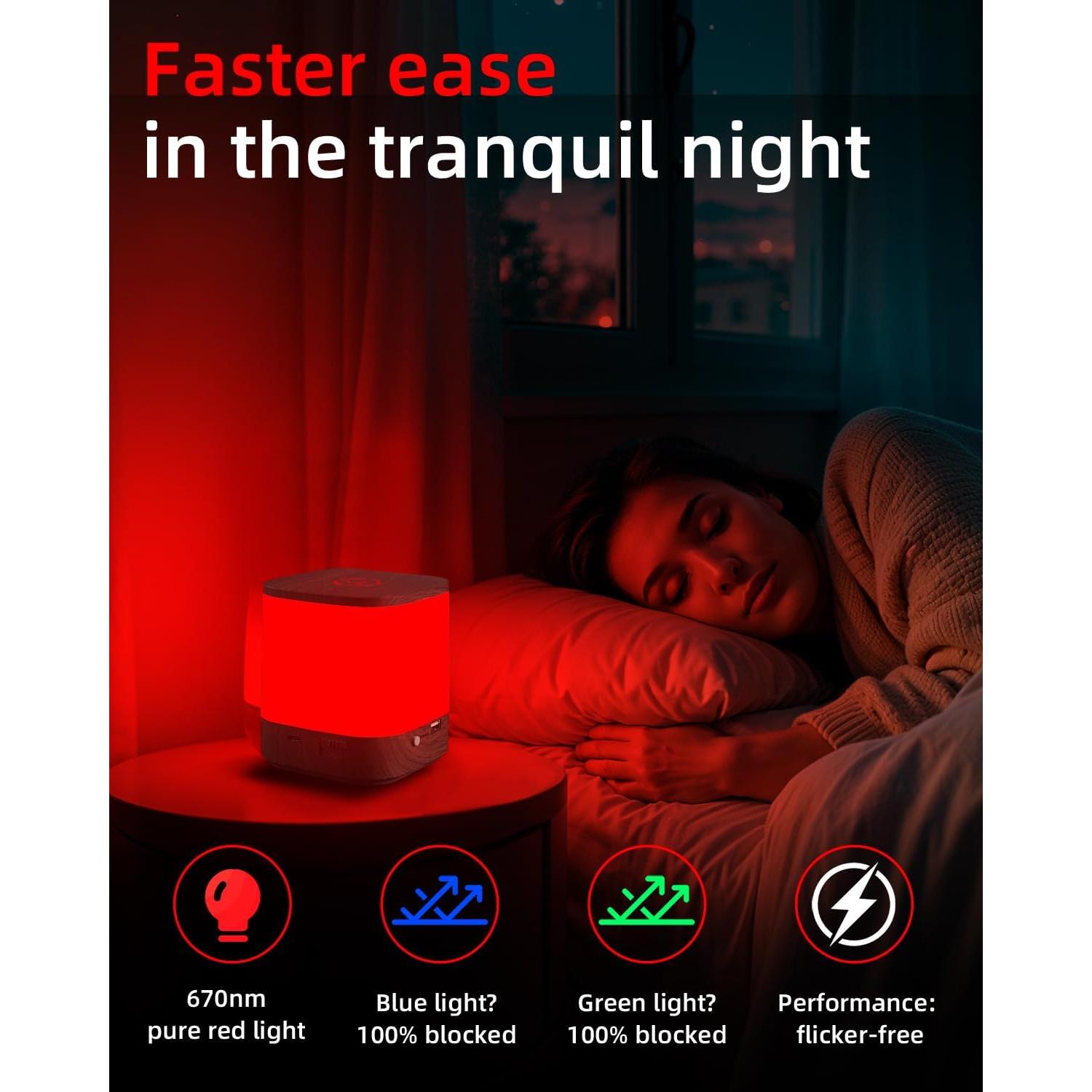 Luz Nocturna Roja ARVIN 670nm Control Táctil USB 12cm