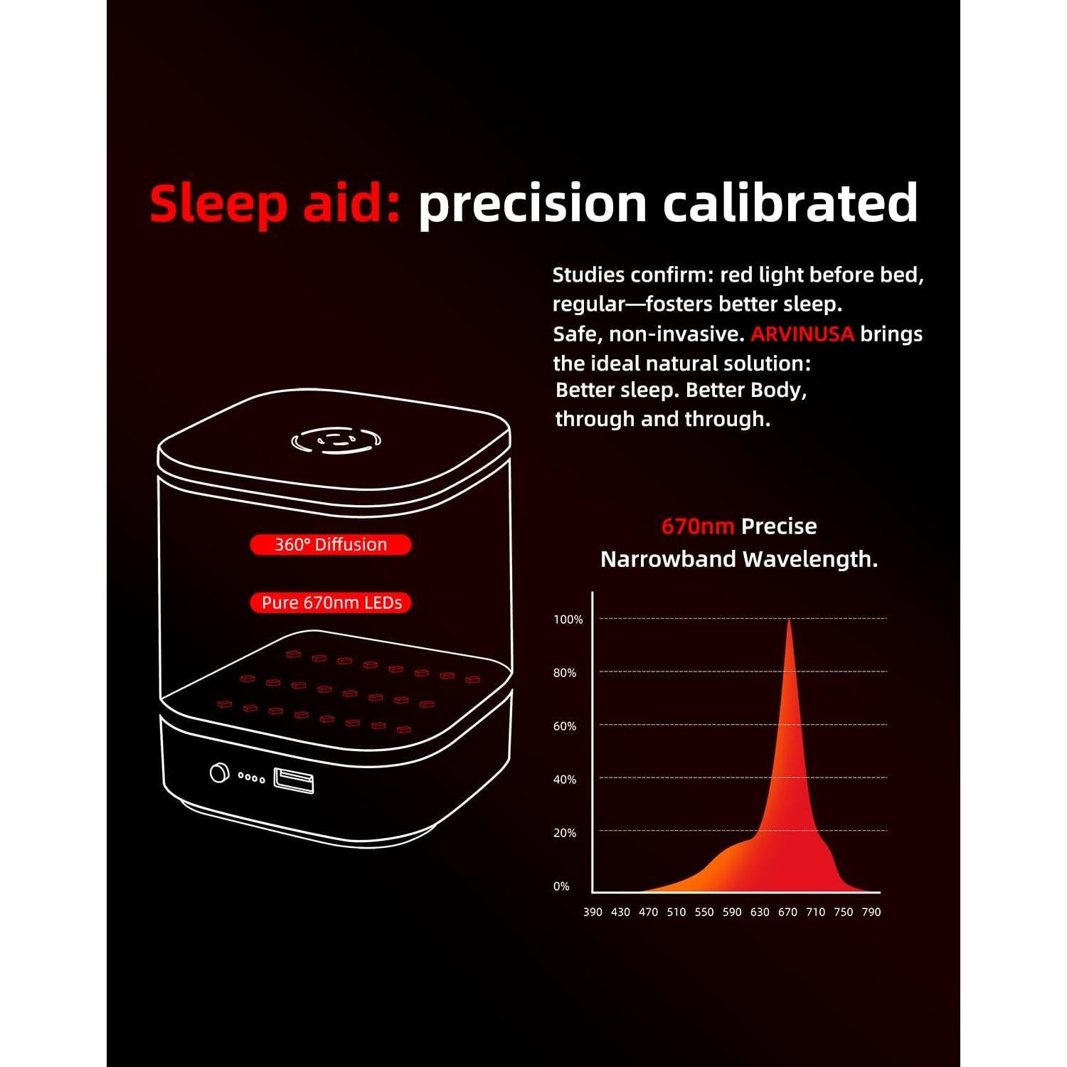 Luz Nocturna Roja ARVIN 670nm Control Táctil USB 12cm