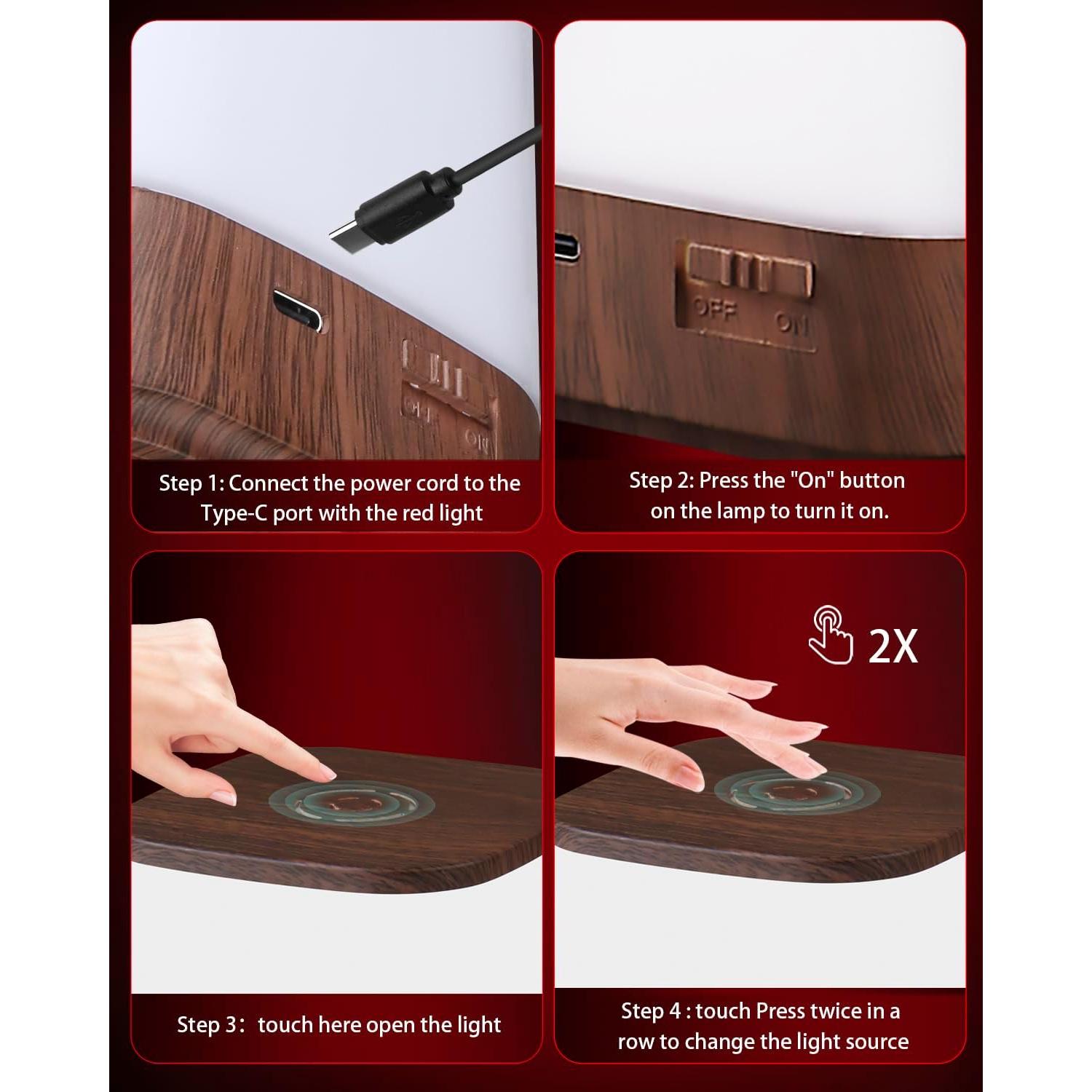 Luz Nocturna Roja ARVIN 670nm Control Táctil USB 12cm