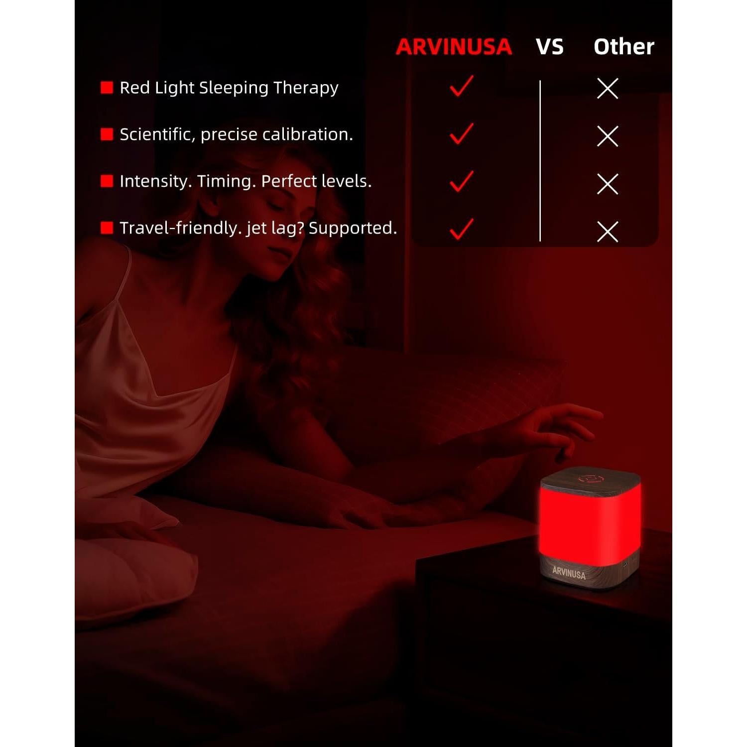 Luz Nocturna Roja ARVIN 670nm Control Táctil USB 12cm