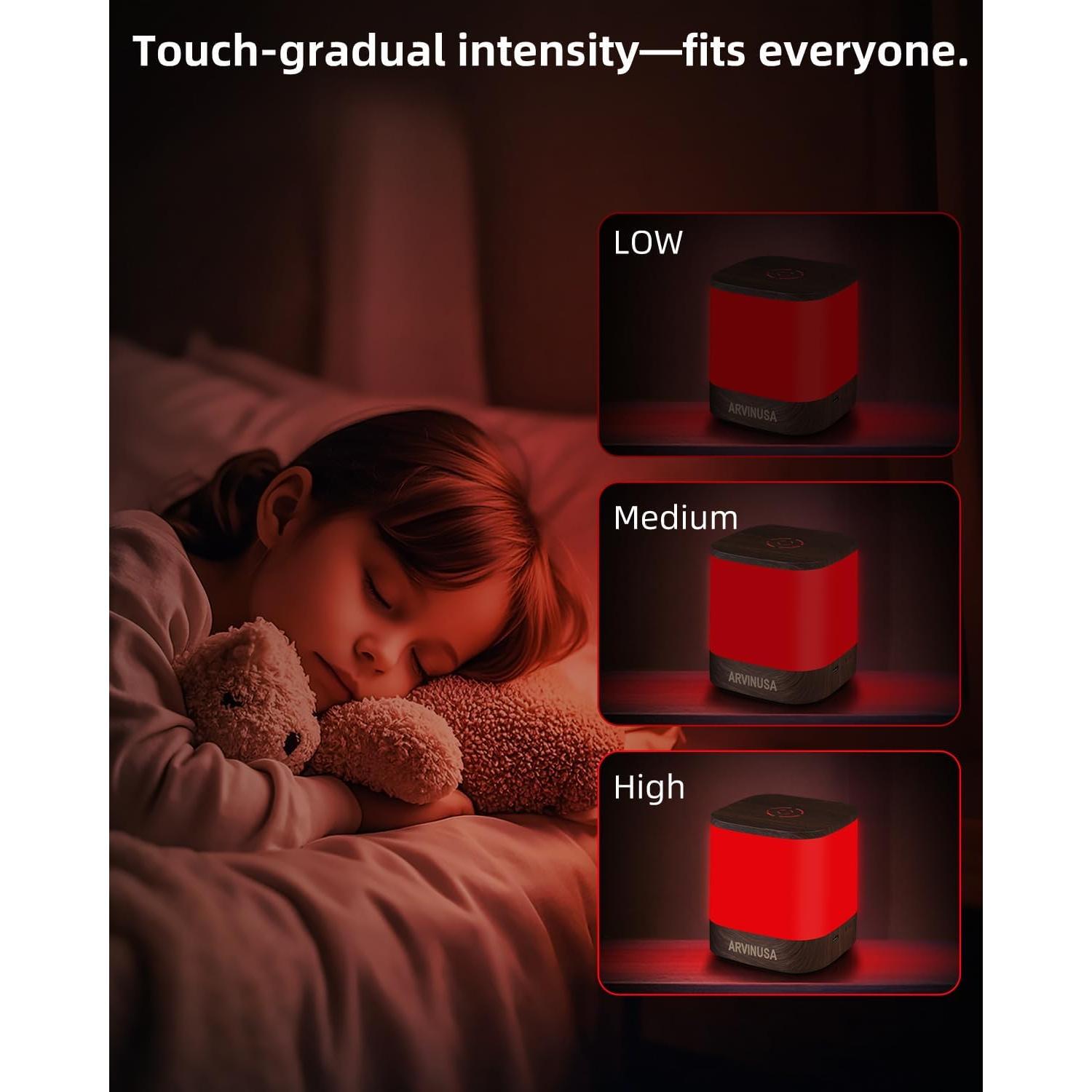 Luz Nocturna Roja ARVIN 670nm Control Táctil USB 12cm