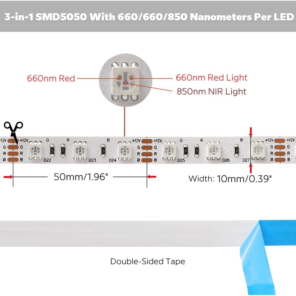 Tira LED Infrarroja 5m SuperlightingLED 660nm+850nm Terapia