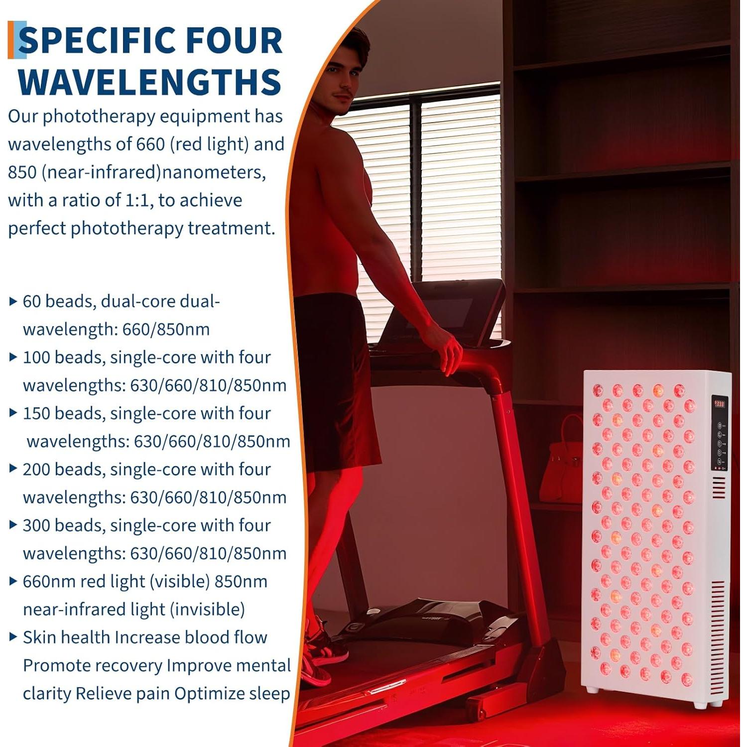 Terapia de Luz Roja GarveeHome RT 500, 100 LEDs, 48x23 cm