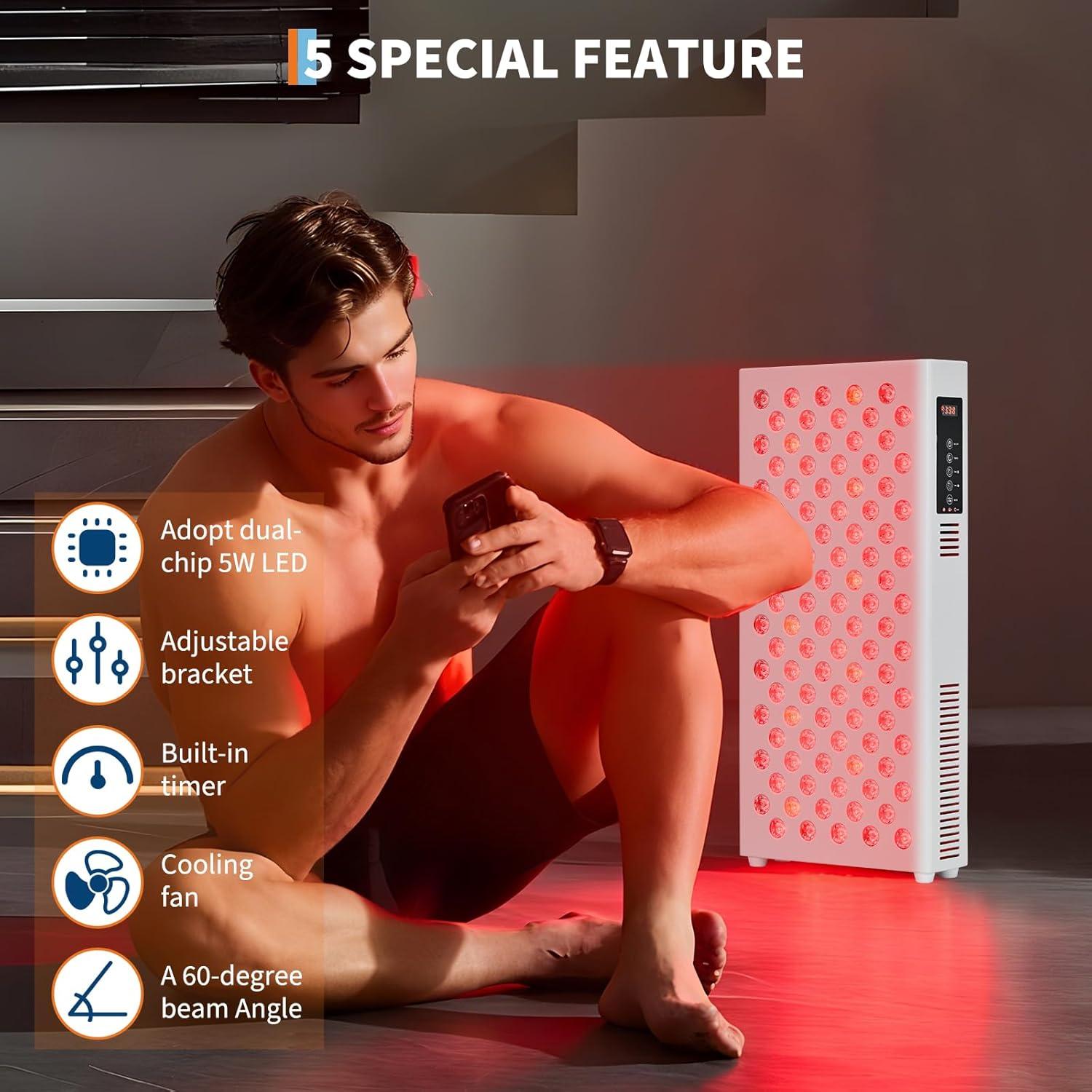 Terapia de Luz Roja GarveeHome RT 500, 100 LEDs, 48x23 cm