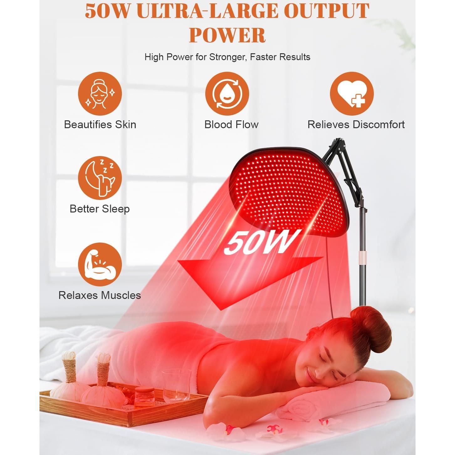 Terapia de Luz Roja 50W LED Infrarroja 660nm 850nm Control Remoto