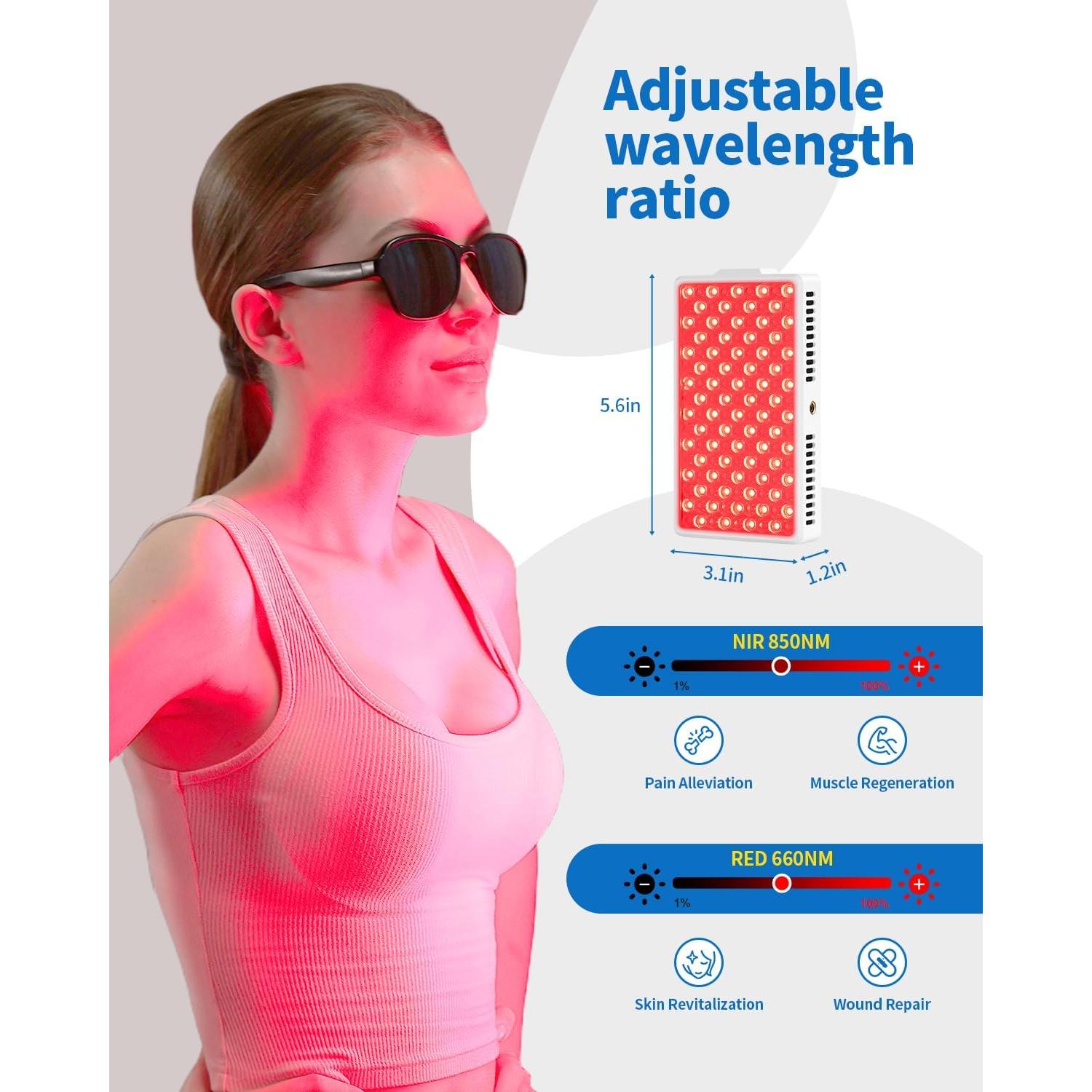 Panel de Terapia de Luz Roja YIPFREE 660nm y 850nm Portátil