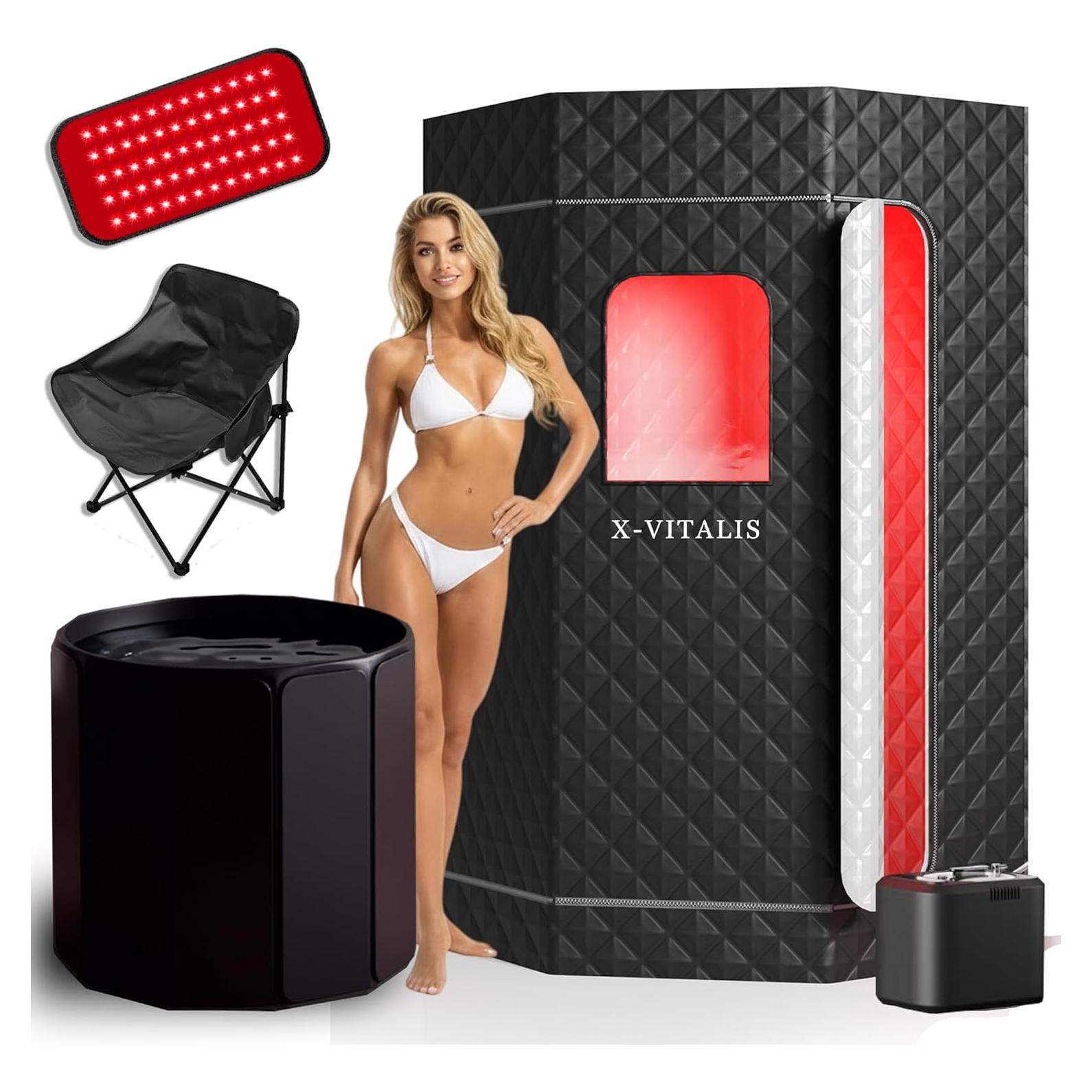 Sauna de Vapor Portátil X-Vitalis con Baño de Hielo y Luz Roja