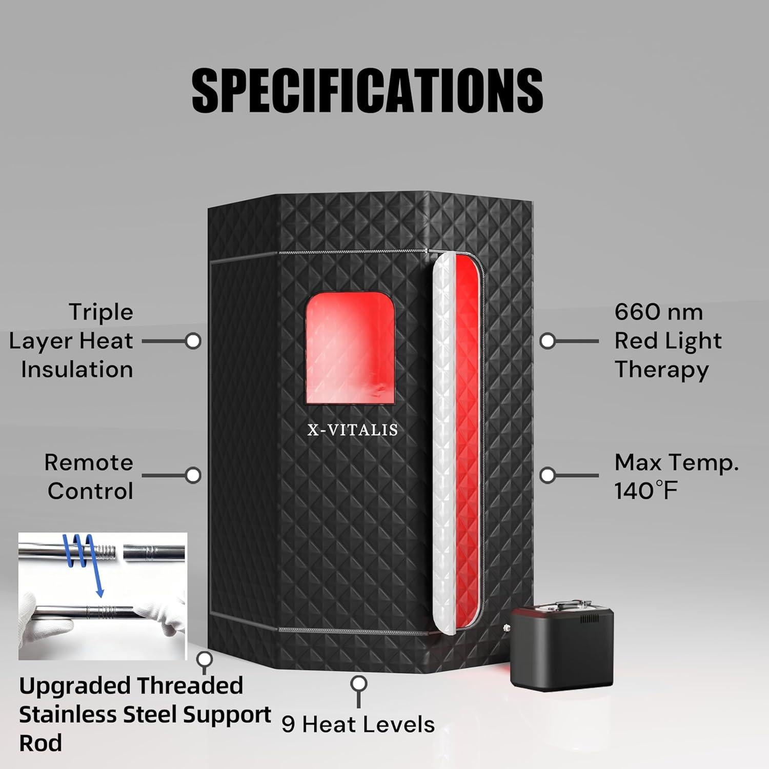 Sauna de Vapor Portátil X-Vitalis con Baño de Hielo y Luz Roja