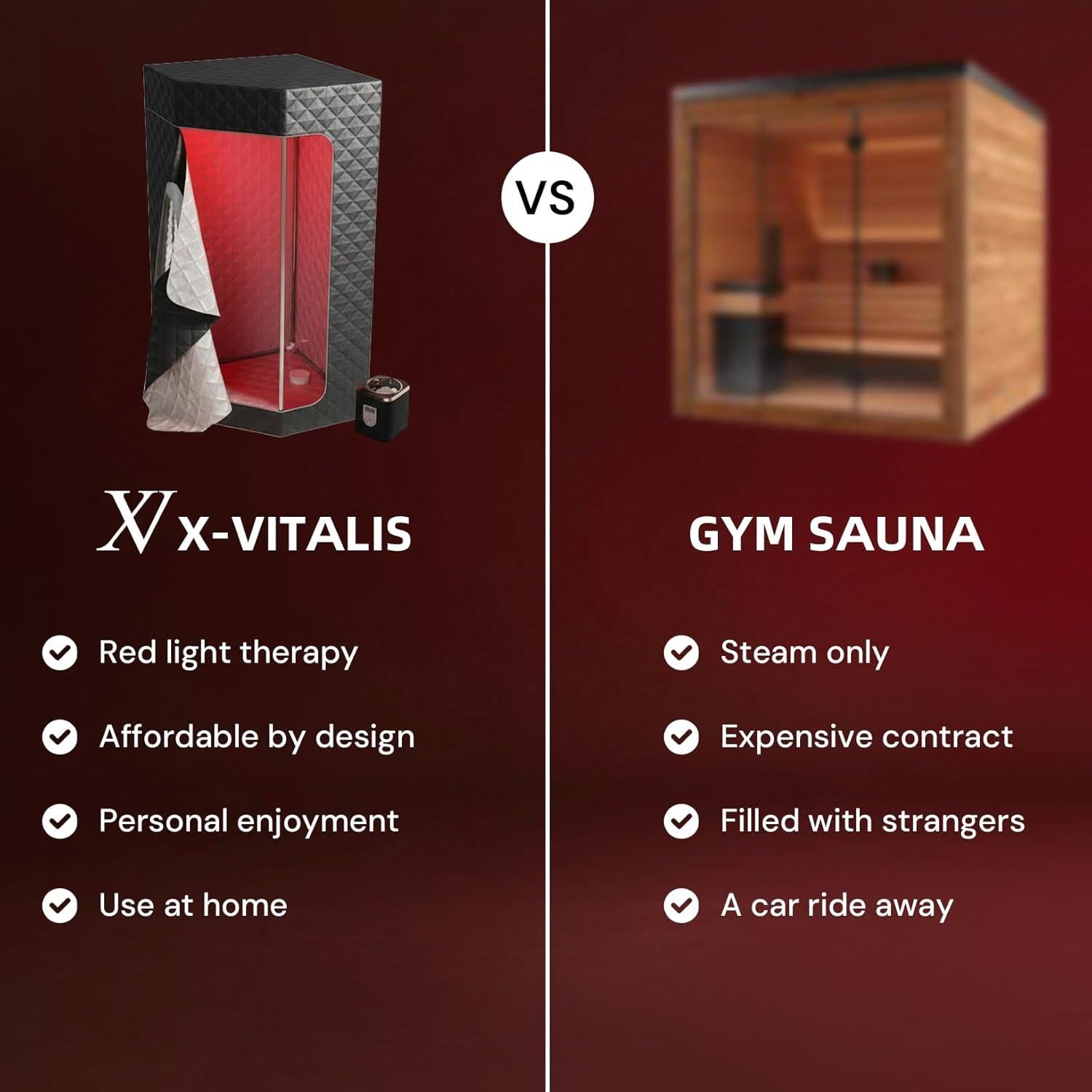 Sauna de Vapor Portátil X-Vitalis con Baño de Hielo y Luz Roja