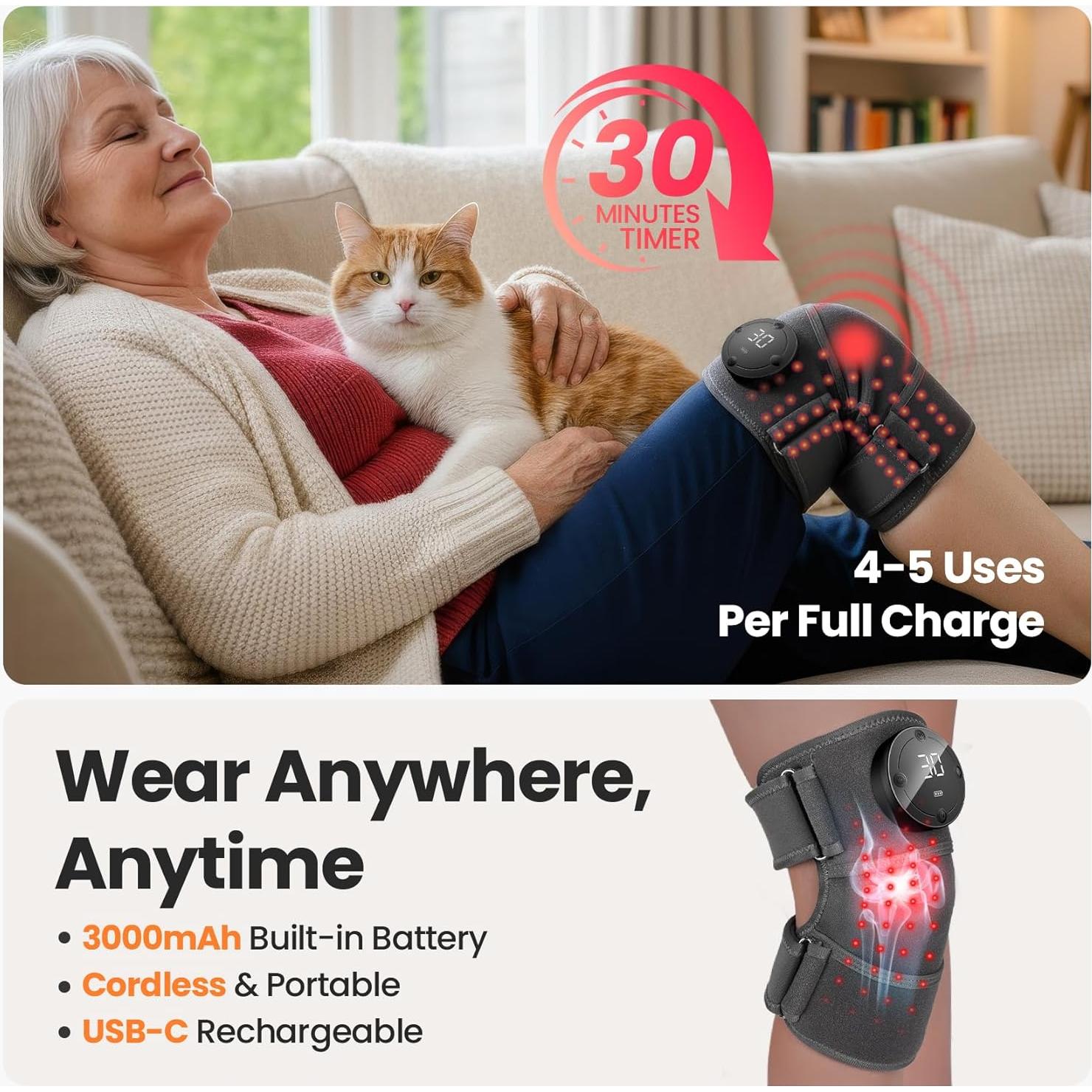 Férula de Rodilla SanaTech con Luz Roja y Calor Infrarrojo