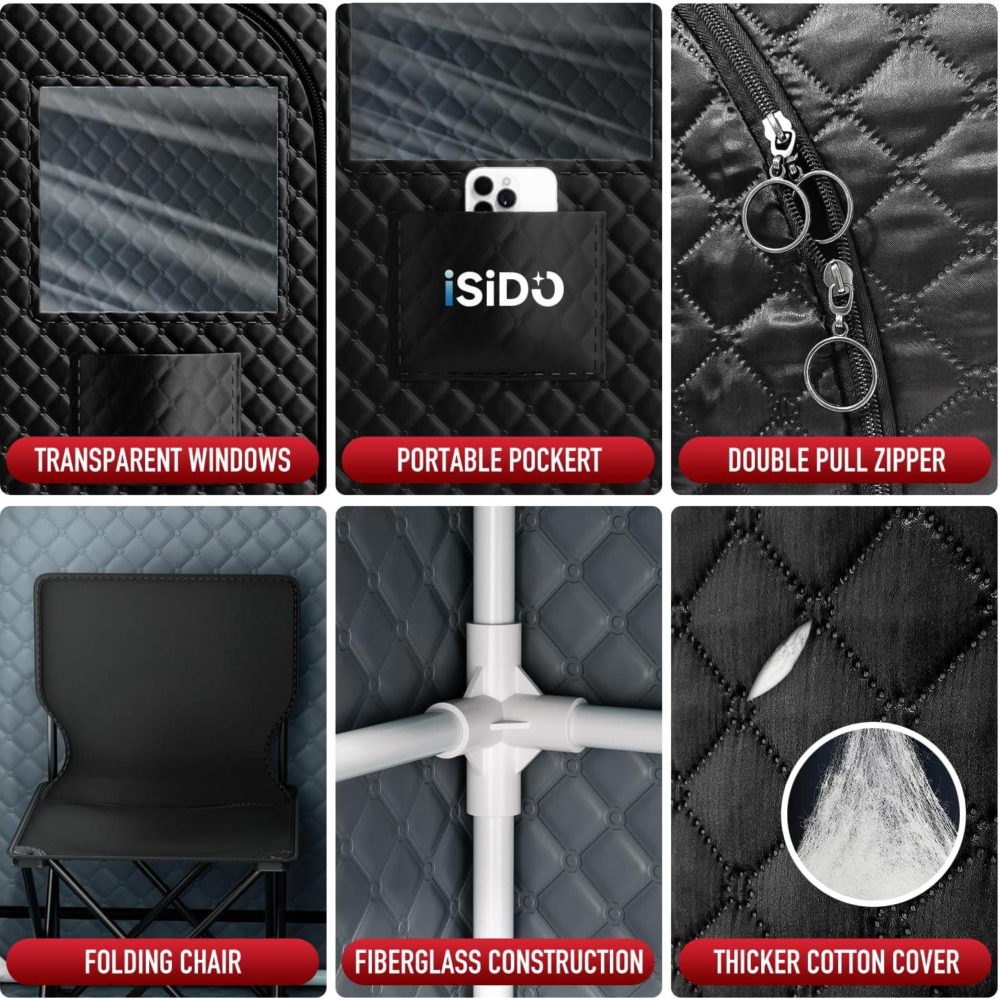 Sauna de Vapor Infrarroja ISIDO XXL 180x81cm 1300W con Luz Roja